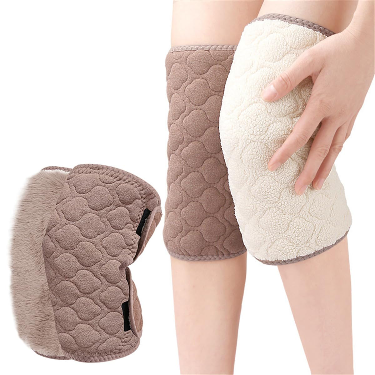 Knee Warmers for Women Men, Thermal Plush Padded Knee Braces Leg Warmers, Warm Knee Support Pads, Adjustable Winter Thicken Knee Wrap Sleeves, for Joint Pain Arthritis, Skiing Cycling Yoga (Dark Gray)