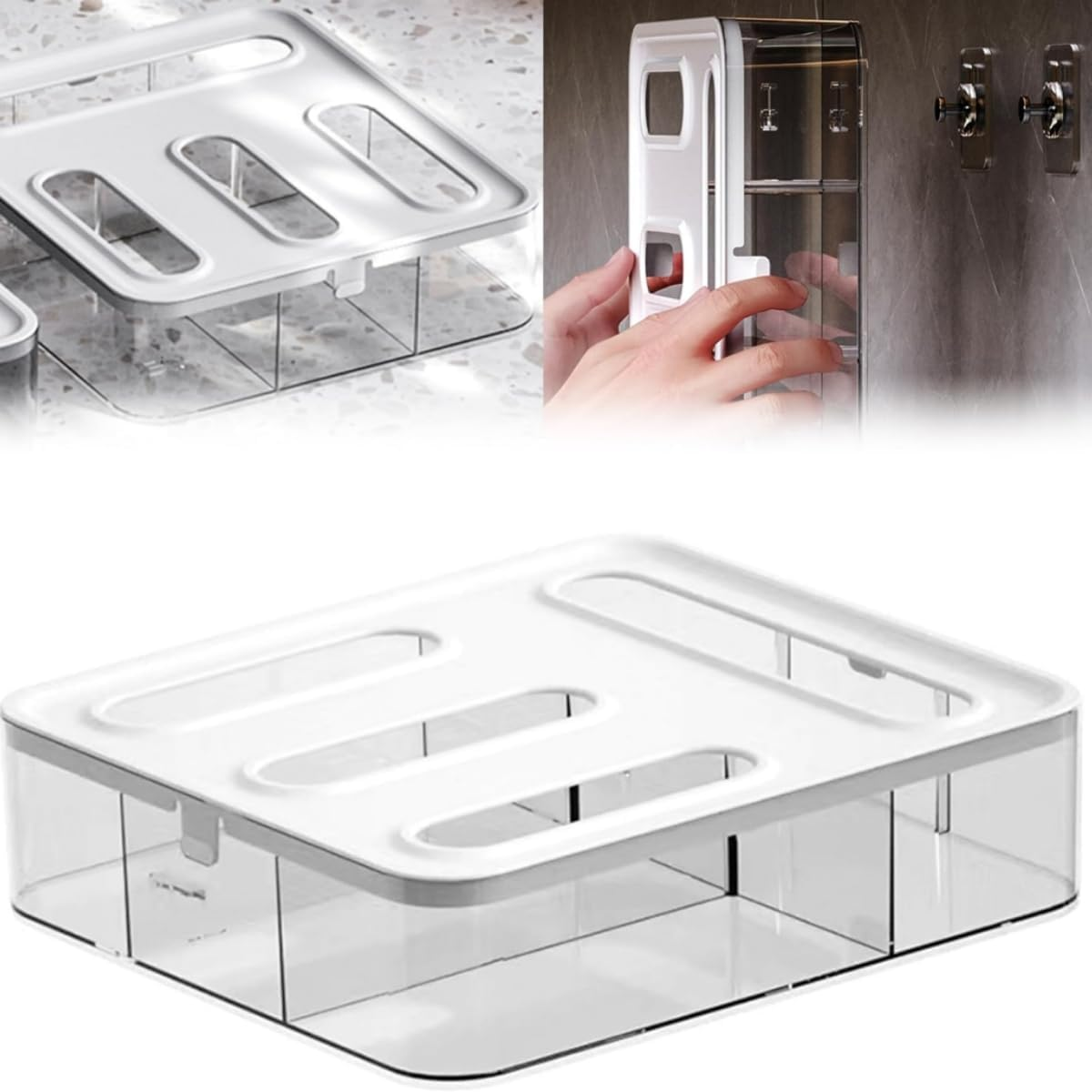 9SHOME Acrylic Ziplock Bag Organiser, Reusable 4 in 1 Storage Bag Organizer, Kitchen Drawer Baggie Box, Food Bag Holder, Complicate with Gallon, Quart, Sandwich, Snack, and Slider Bags image number 6