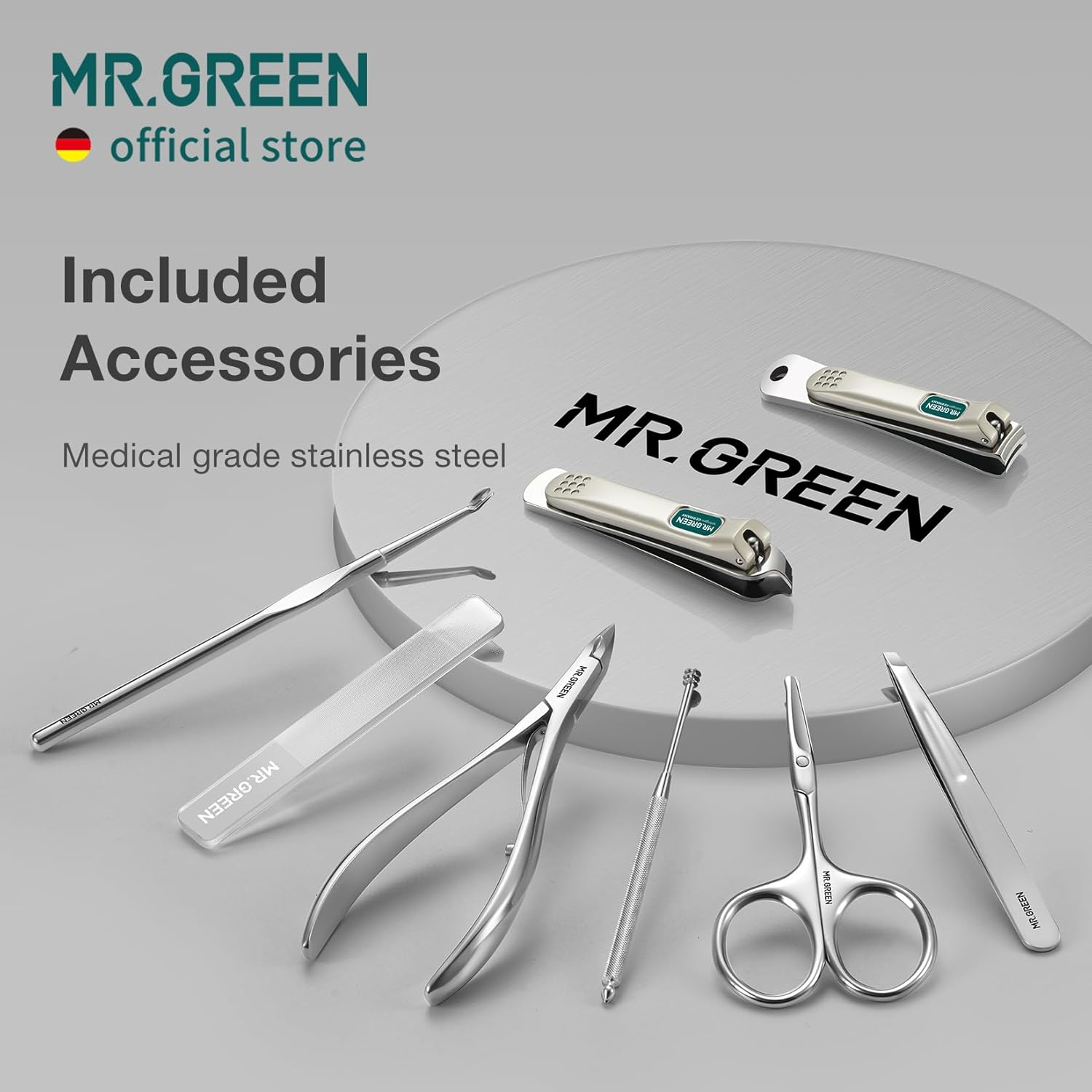 MR.GREEN Manicure Sets 8 in 1 Pedicure Kits Stainless Steel Nail Clipper Set Personal Care Tools with Microfiber Leather Case (Mr-6659) image number 6