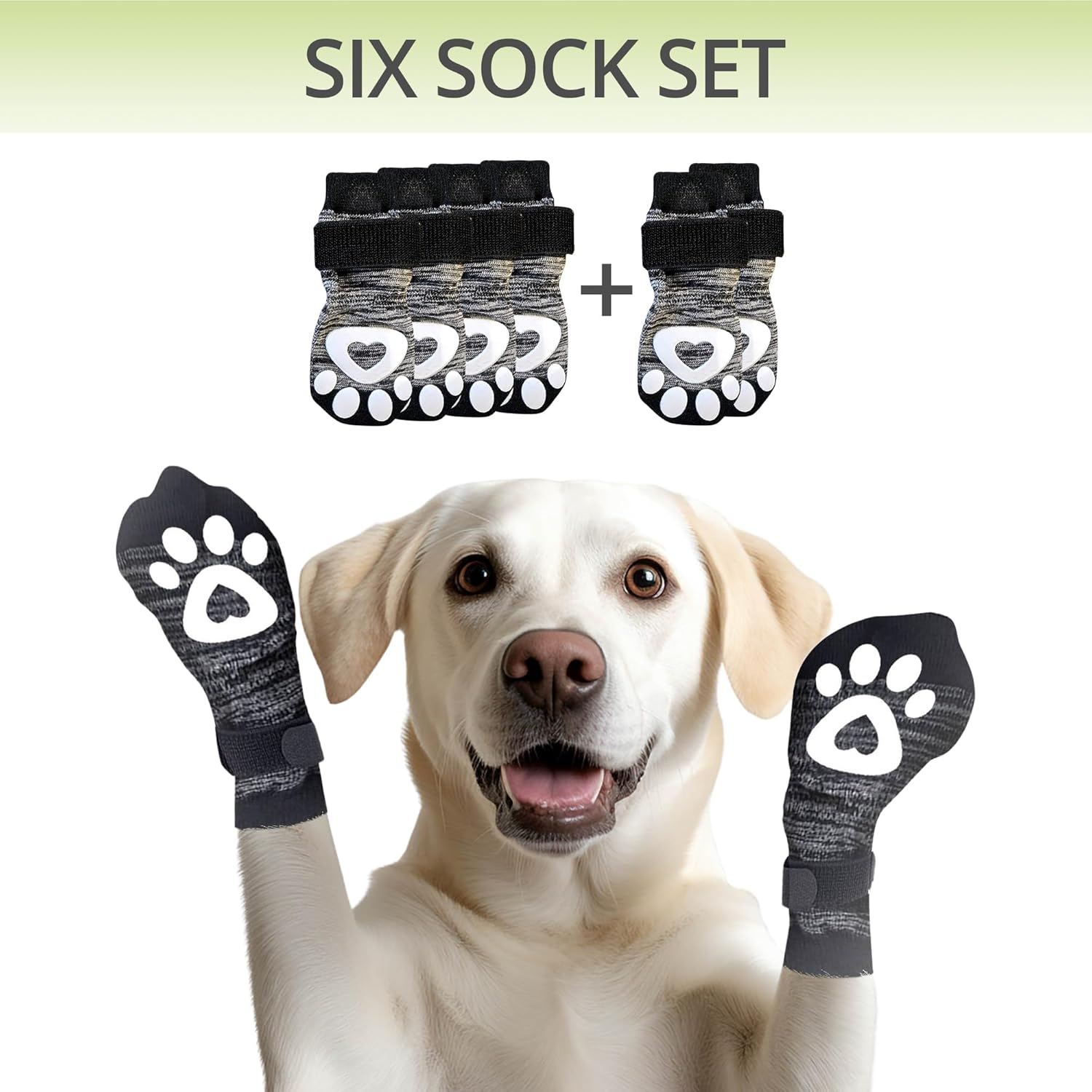 Non-Slip Dog Socks for Hardwood Floors - 6-Pack | Anti-Slip Toes to Prevent Licking Paws, Add Grip, and Provide Paw Protection | for All Ages and Senior Dogs - Large image number 5