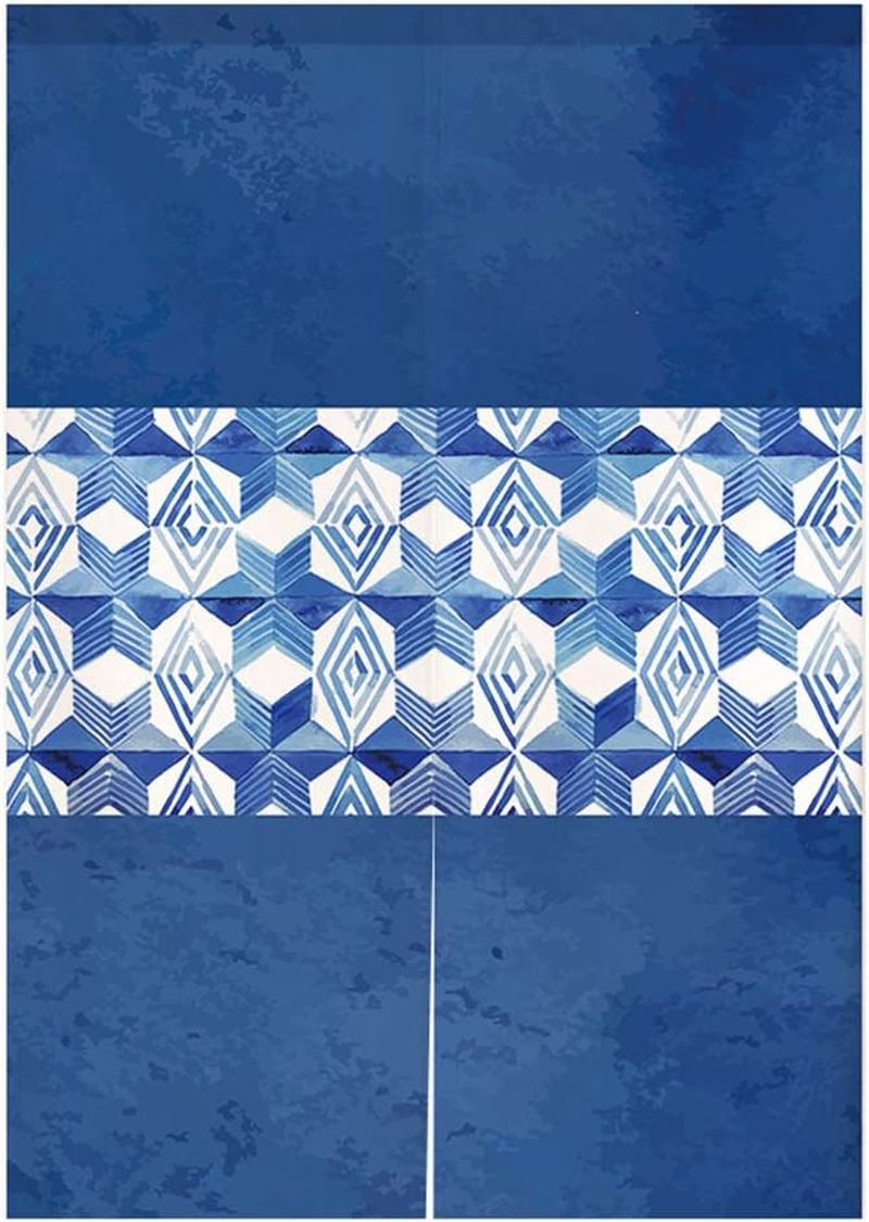 Japanese Indigo Noren Doorway Curtain Tapestry Shibori Tie Dye Pattern Door Curtain Rustic Boho Ethnic Room Divider Home Decoration, 29 X 35 Inches