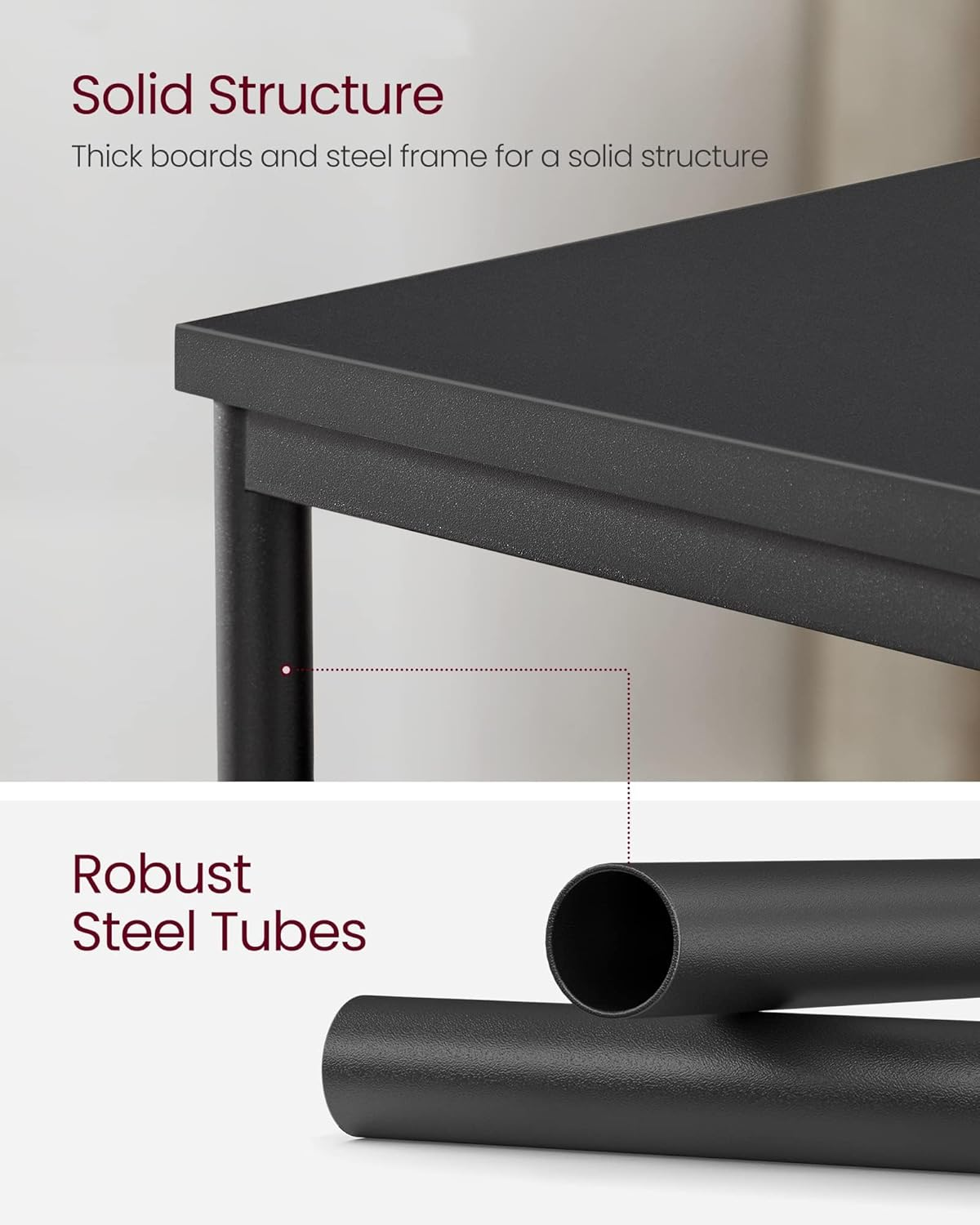 VASAGLE Side Table, Small End Table, Tall Nightstand for Living Room, Bedroom, Office, Bathroom, Classic Black ULET273B16 image number 3