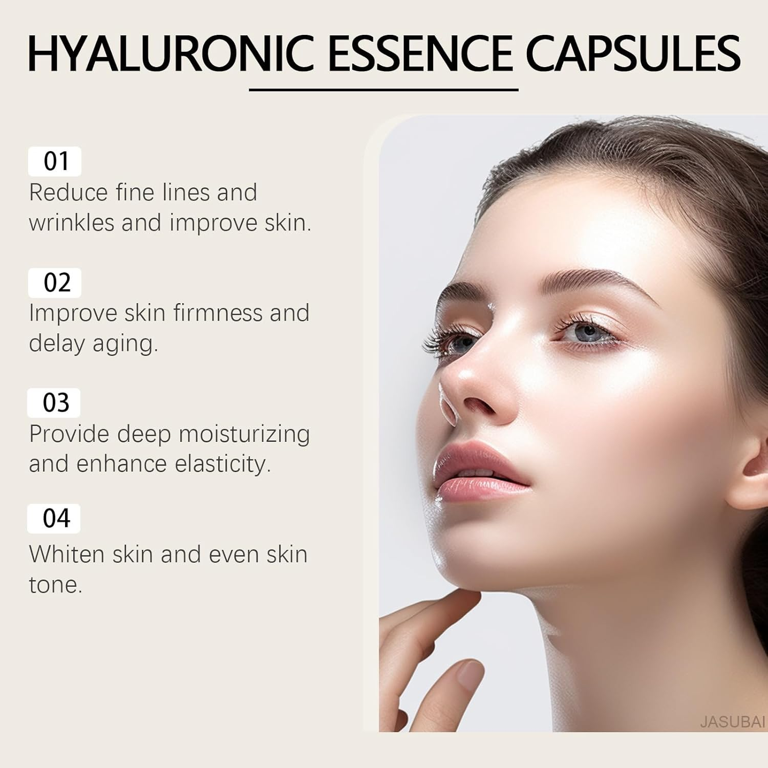 Hyaluronic Acid Anti-Aging Capsule Serum, Vitamin E Capsules for Face, Intense Hydration Skin Targets Fine Lines, Wrinkle Lifting & Firming Essence, Repair Dry Skin (30 Capsules) image number 4