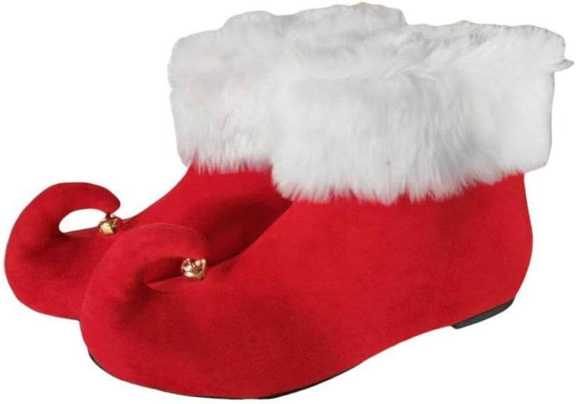 1 Pair of Red Christmas Elf Shoes for Adults for Christmas Halloween Festive Length 24Cm image number 1