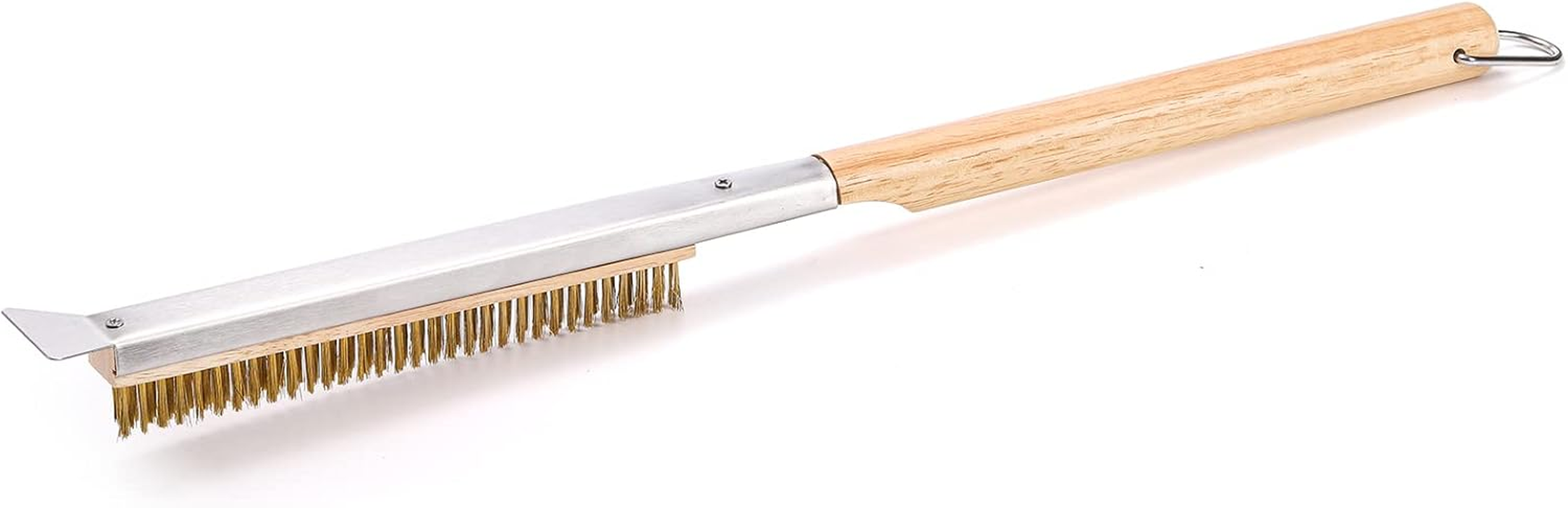 ZEAYEA 21 Inch Pizza Oven Brush with Scraper, Brass Bristles, Copper Wire Pizza Stone Cleaning Brush for BBQ Grill Cleaning, Outdoor Oven Accessories image number 4