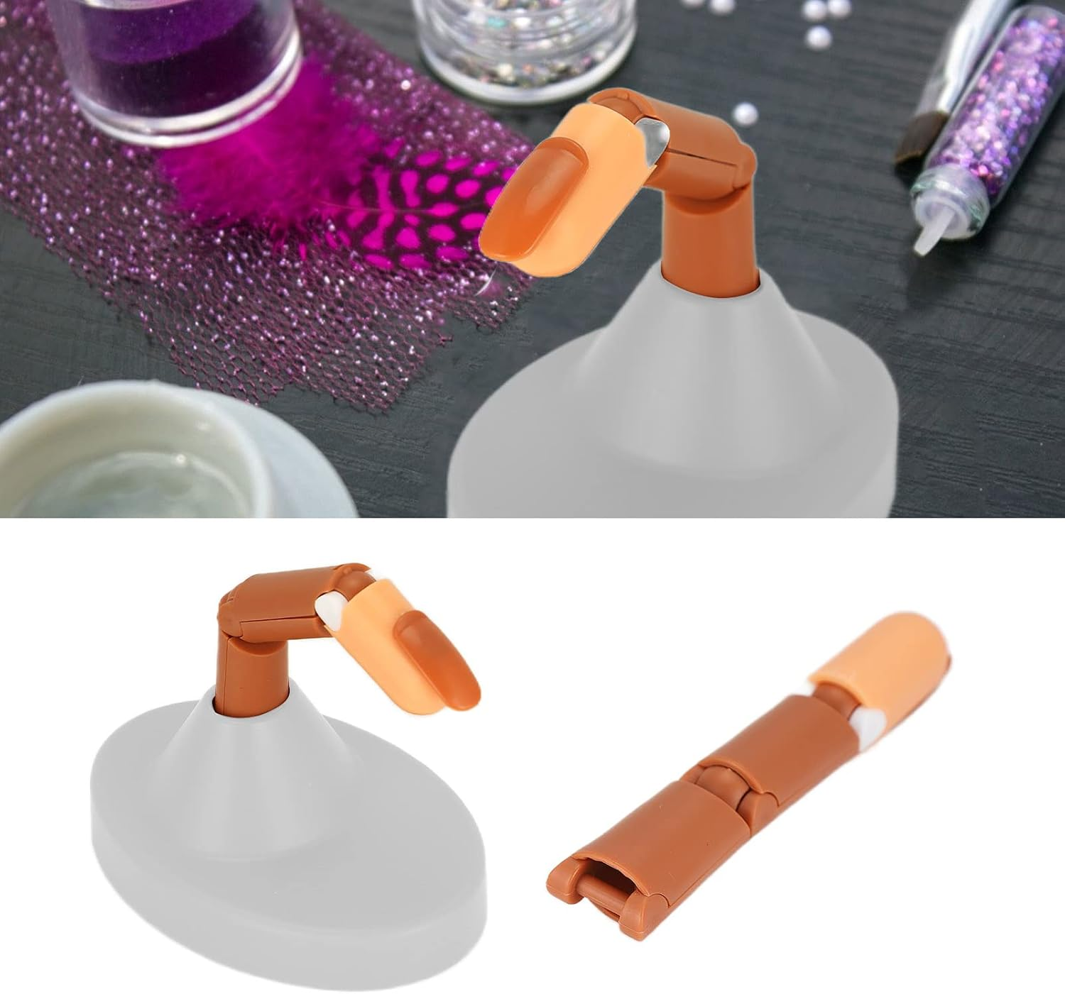 Finger Mannequin, Nail Art Practice Finger False Nail Tips Durability Softness for Nail Artists for Nail Salon(White) image number 6