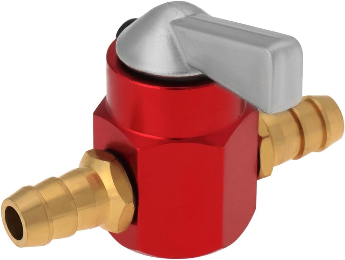 1PC Fuel Tap 8Mm Metal Inline Petrol On-Off Fuel Tap Switch for Motorcycle On-Off ATV Scooter Fuel Petrol Tap Switch Petrol Gas Fuel Tap Petcock Valve Red