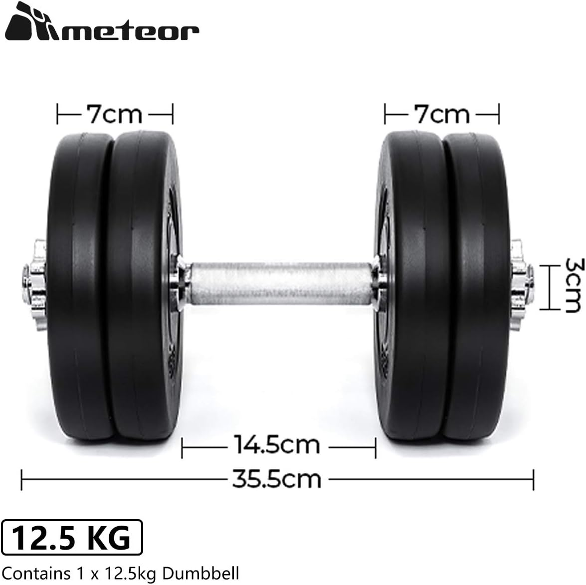 METEOR ESSENTIAL DUMBBELL SET Weight Dumbbells Plates Home Gym Fitness Exercise image number 4