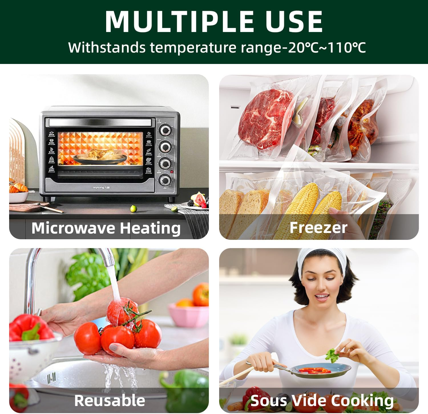 Sydroya Vacuum Food Sealer Roll Bags, 6 Pack 28Cmx6M Vacuum Seal Bags, Seal Storage Heat Commercial Grade Bag Rolls, BPA Free, Food Saver for Meal Prep, Compatible with Most Sous Vide & Vac Machines image number 6