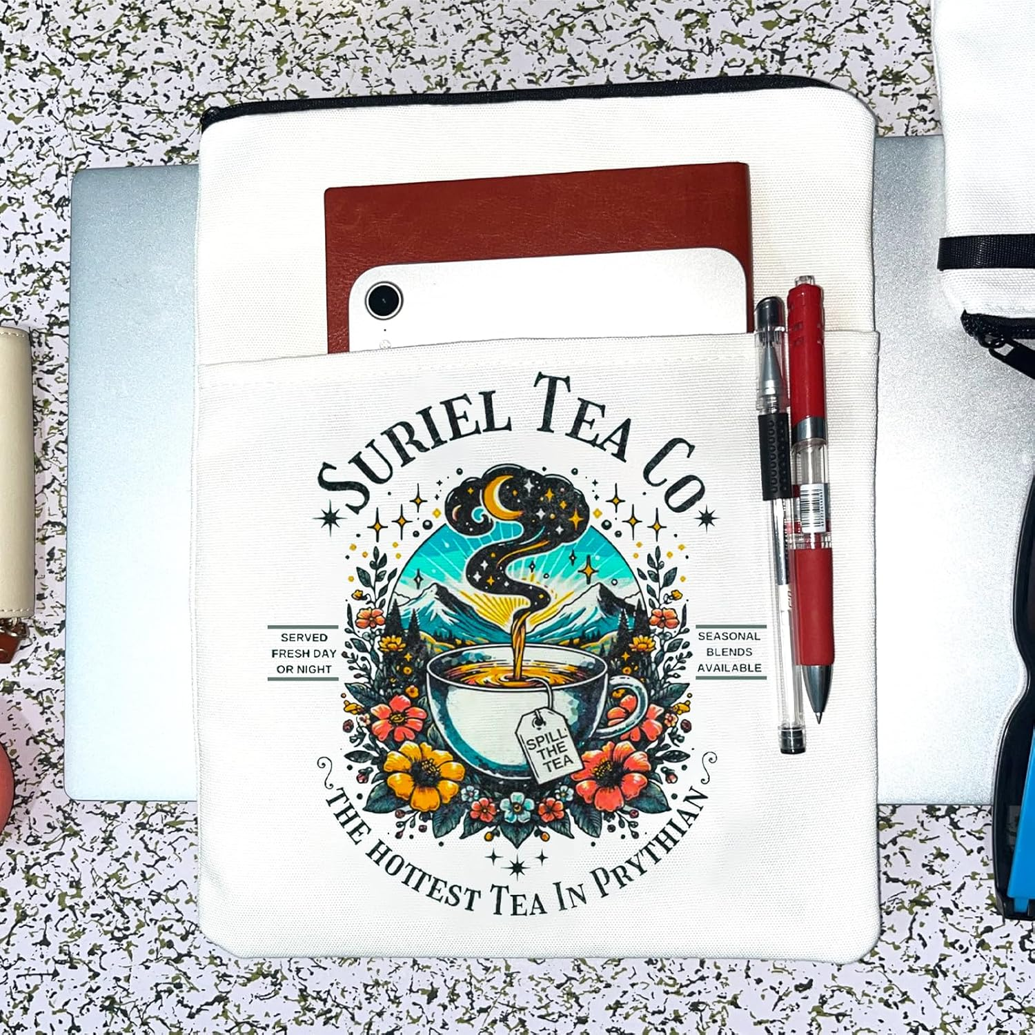 Book Lover Gift Velaris the City of Starlight Book Sleeve ACOTAR Inspired Book Covers (Tea 2 White, Medium) - Tea 2 White image number 6