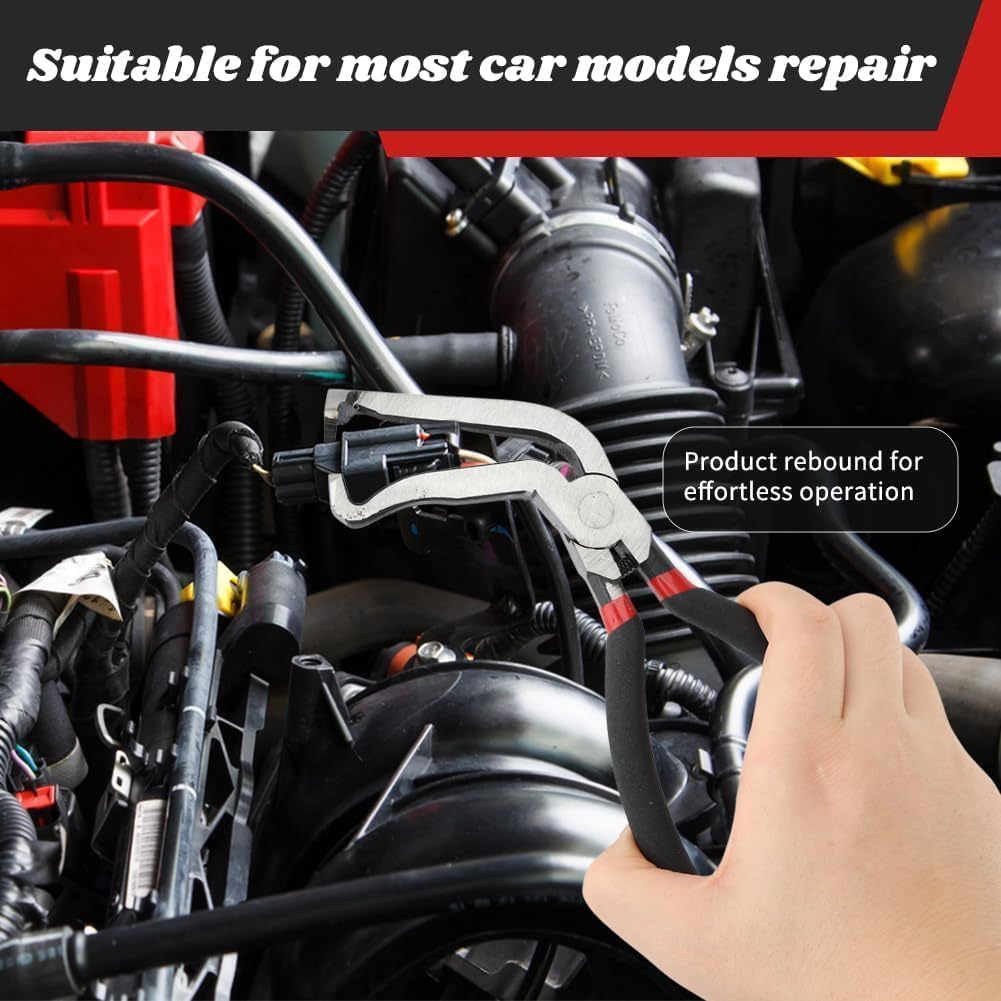 2 PCS Electrical Disconnect Pliers with Spring, Carbon Steel Automotive Electrical Connector Pliers, Spark Plug Pliers, Universal Fuel Line Plier for Car, for Automotive Connector Removal image number 3