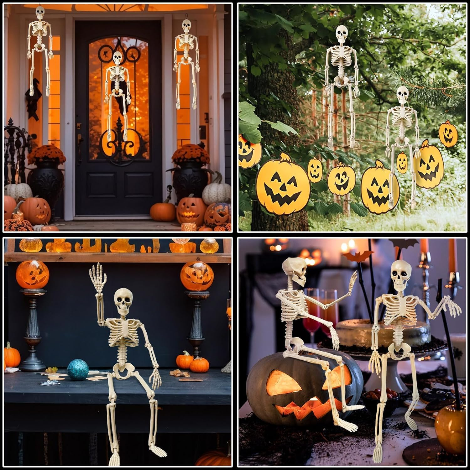 Halloween Skeletons Decorations, 40Cm Posable Plastic Skeleton 6 Packs, Full Body Skeleton Bulk with Movable Joints, Realistic Spooky Scary Skeletons for Yard, Lawn,Halloween Party Haunted House image number 5