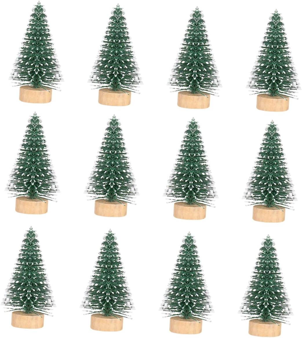 12Pcs Mini Christmas Tree Ornaments Desktop Artificial Tree Xmas Showcase Decor Artificial Christmas Ornaments image number 3