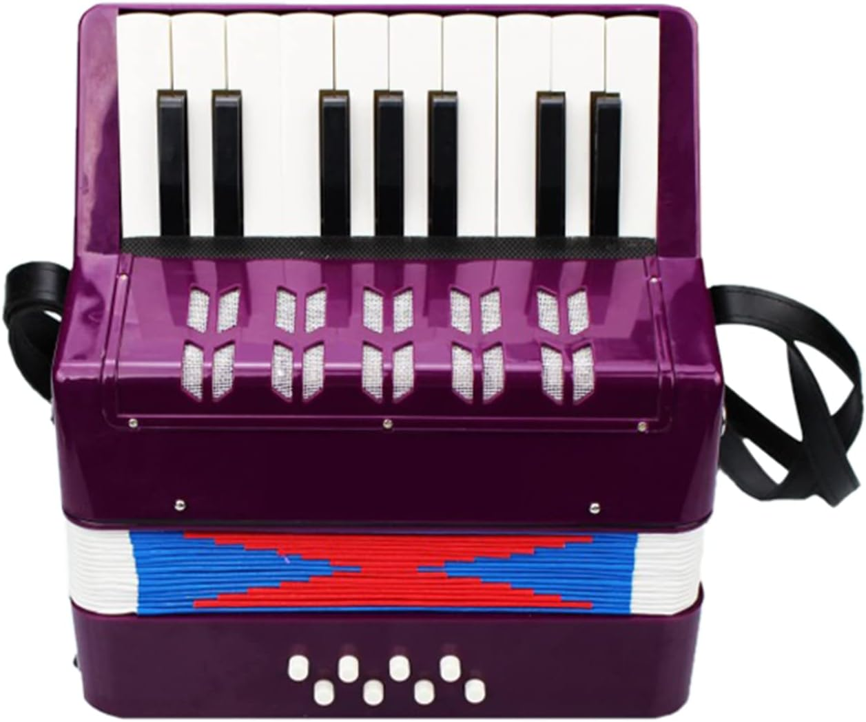 Accordion 17-Key 8 Bass Mini Small Accordion Educational Musical Instrument for Beginner Birthday Purple