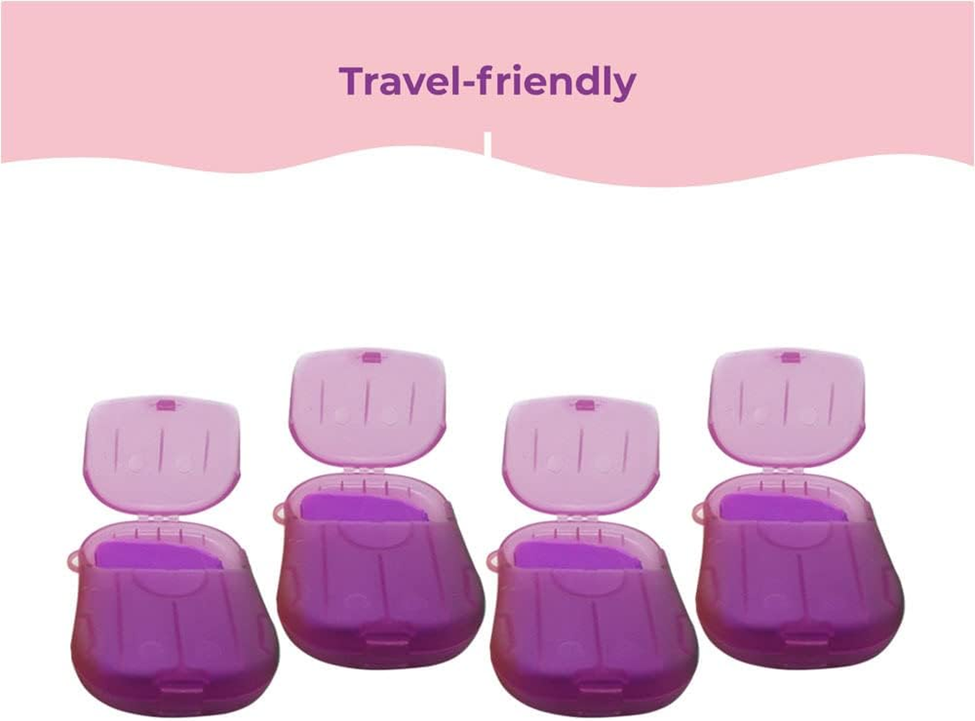Gadgetime USA Paper Soap Sheets 4 Pack (20 Sheets/Pack) - Portable Disposable Travel Paper Soap Sheets, Foaming Hand Washing Scented Bath Slice Soap Sheets for Indoor and Outdoor (Violet)