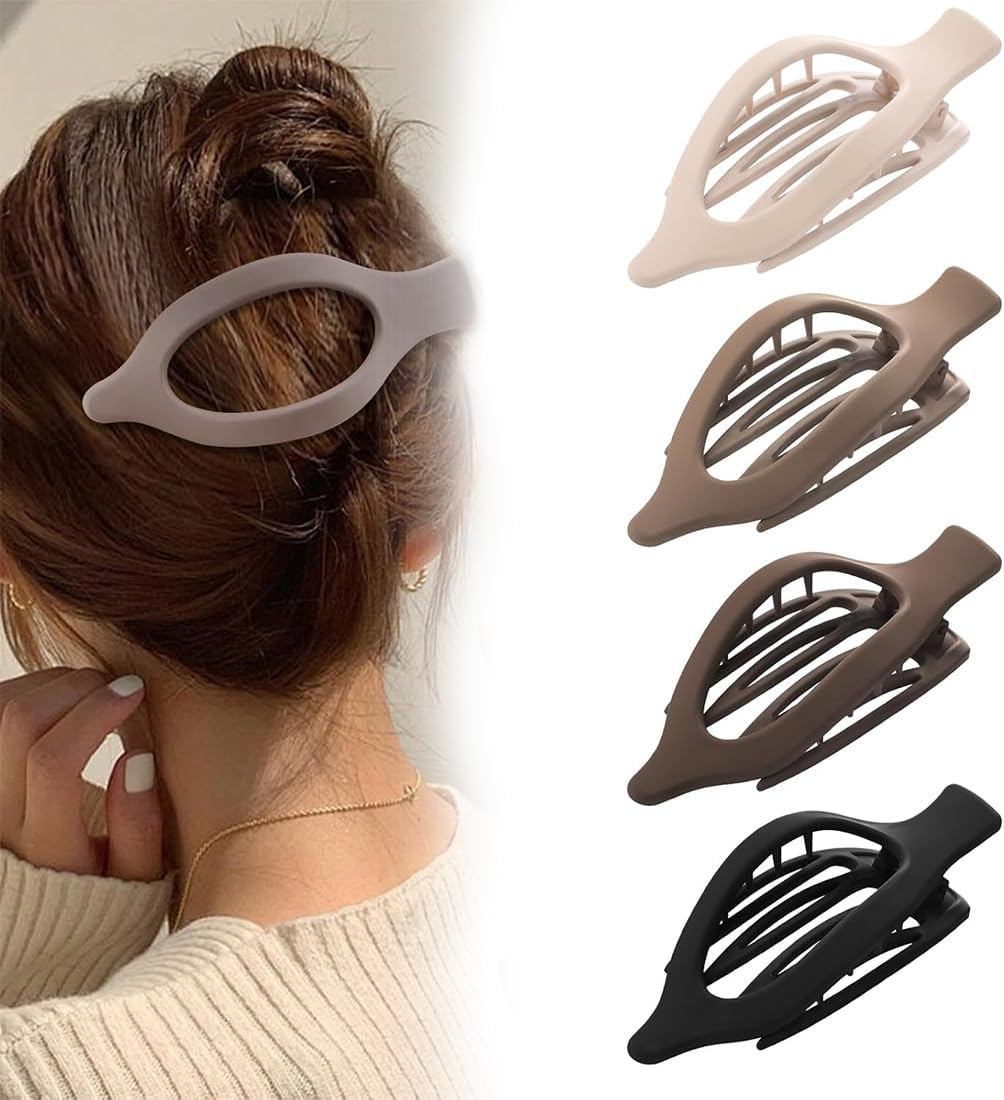 JYNVO Pack of 4 Women'S Hair Clips, Autumn Tones Hair Clips, Flat Hair Clip with Strong Hold, Flat Claw Clip for Thin Hair and Thick Hair