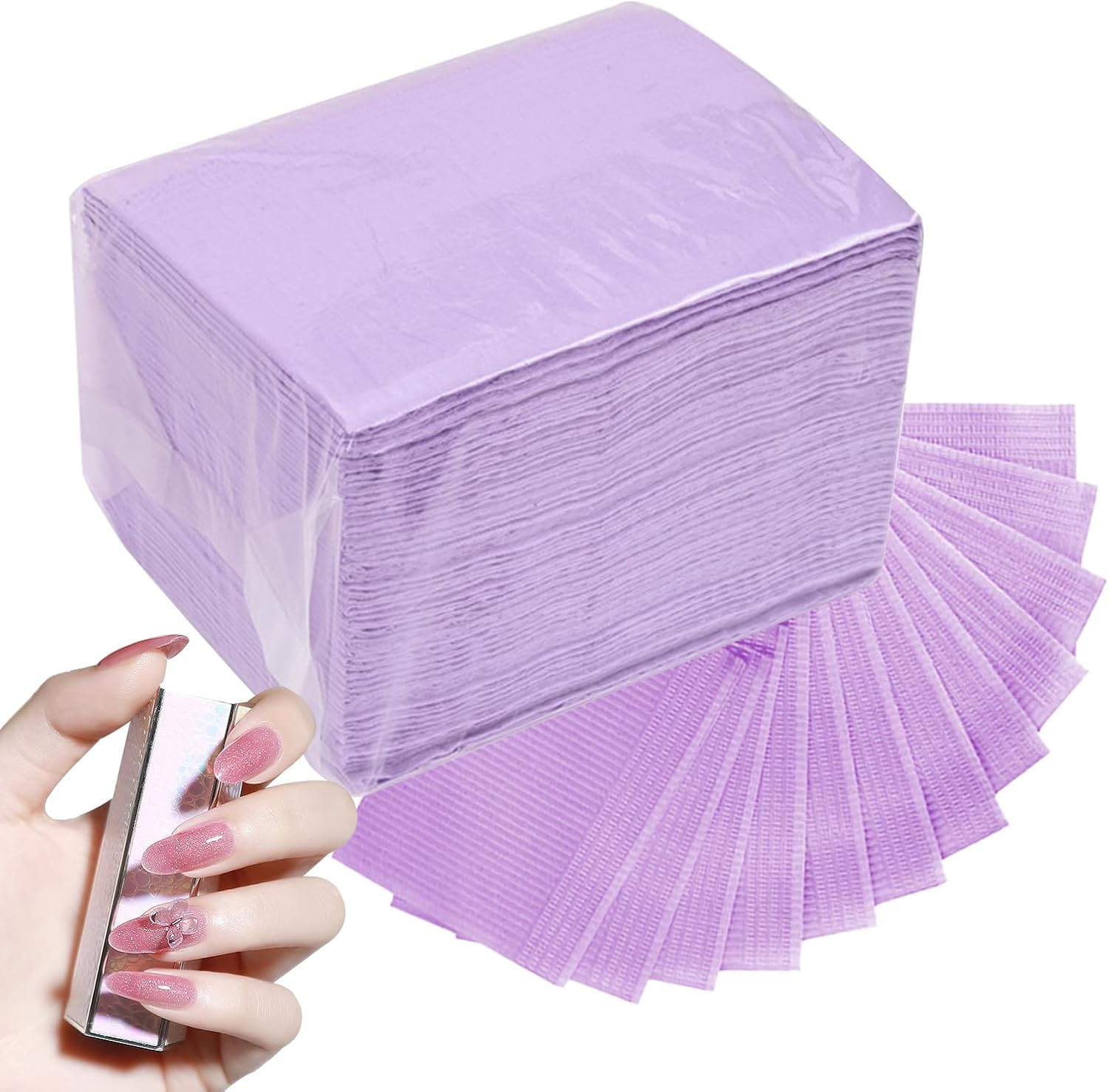 Nail Wipes - Nail Towels | Acrylic Nil | Eyelash Cleaning Wipes | Collar Mats Decoration Kits | 50Pcs Waterproof Pad Manicure Table Mats | Water Absorbing 3-Layer Design Clean Pads for Manicure Remov image number 4