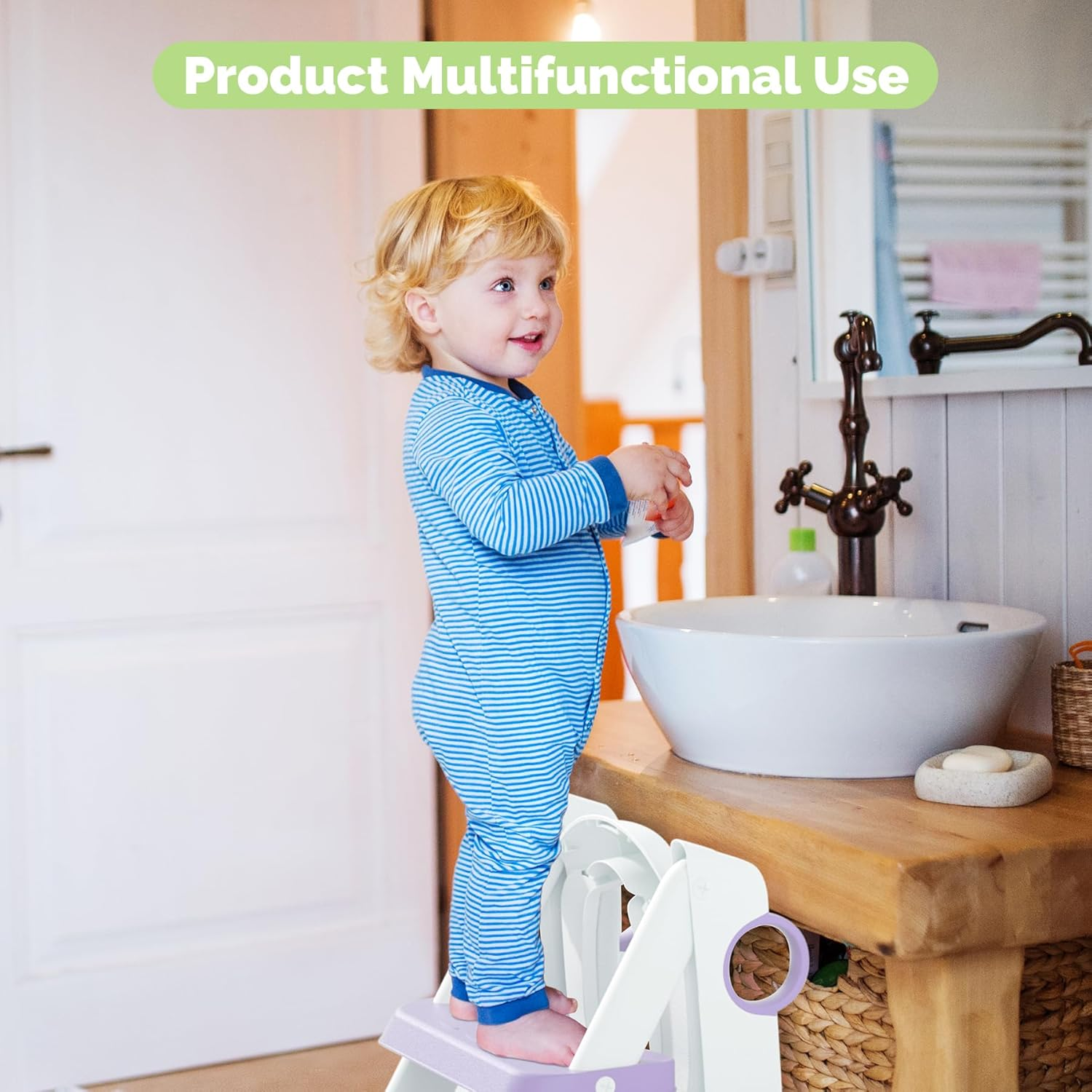 COOSEYA Toilet Seat, Potty Training Seat for Toddler, Upgraded 2-In-1 Potty Toilet Training for Boys and Girls,Waterproof Cushioned Mat with Non-Slip Step Stool(Purple) image number 6