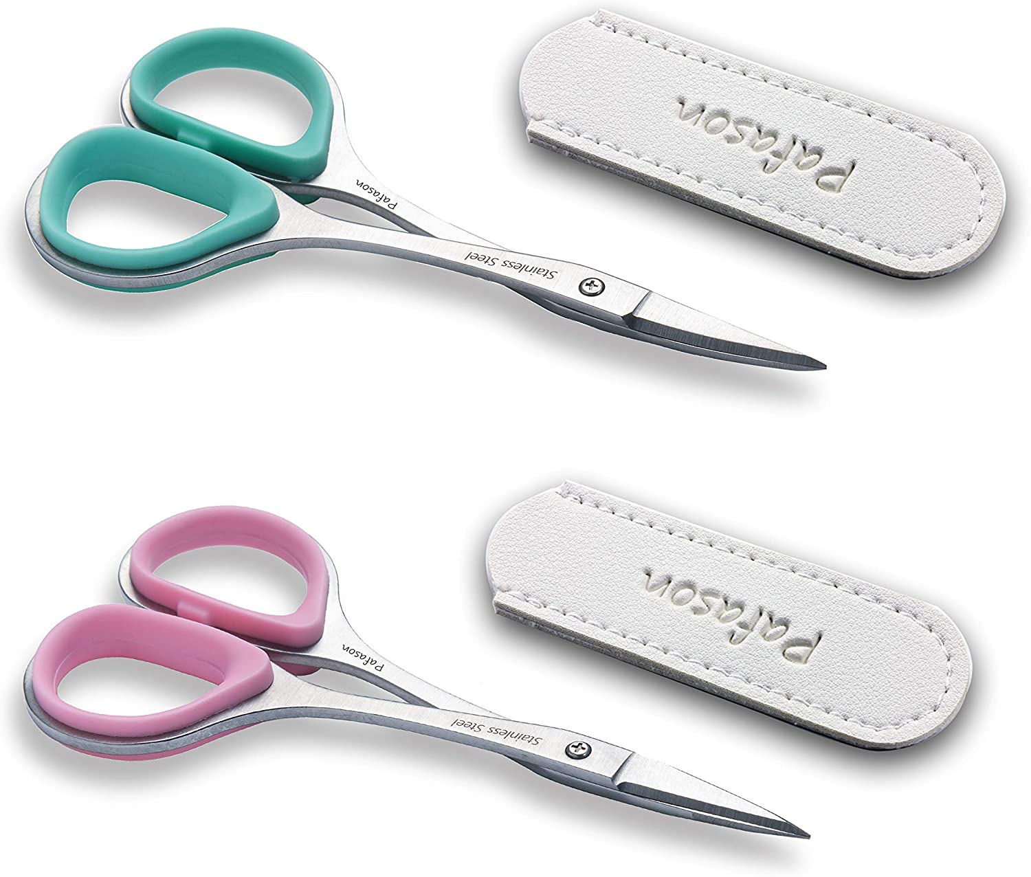 PAFASON High Precision Cuticle Scissor Set, 2 PC Multi-Purpose Curved and Straight Manicure Pedicure Beauty Grooming Tool for Nail Dry Skin,Stainless Steel, Premium Leather Cases image number 3