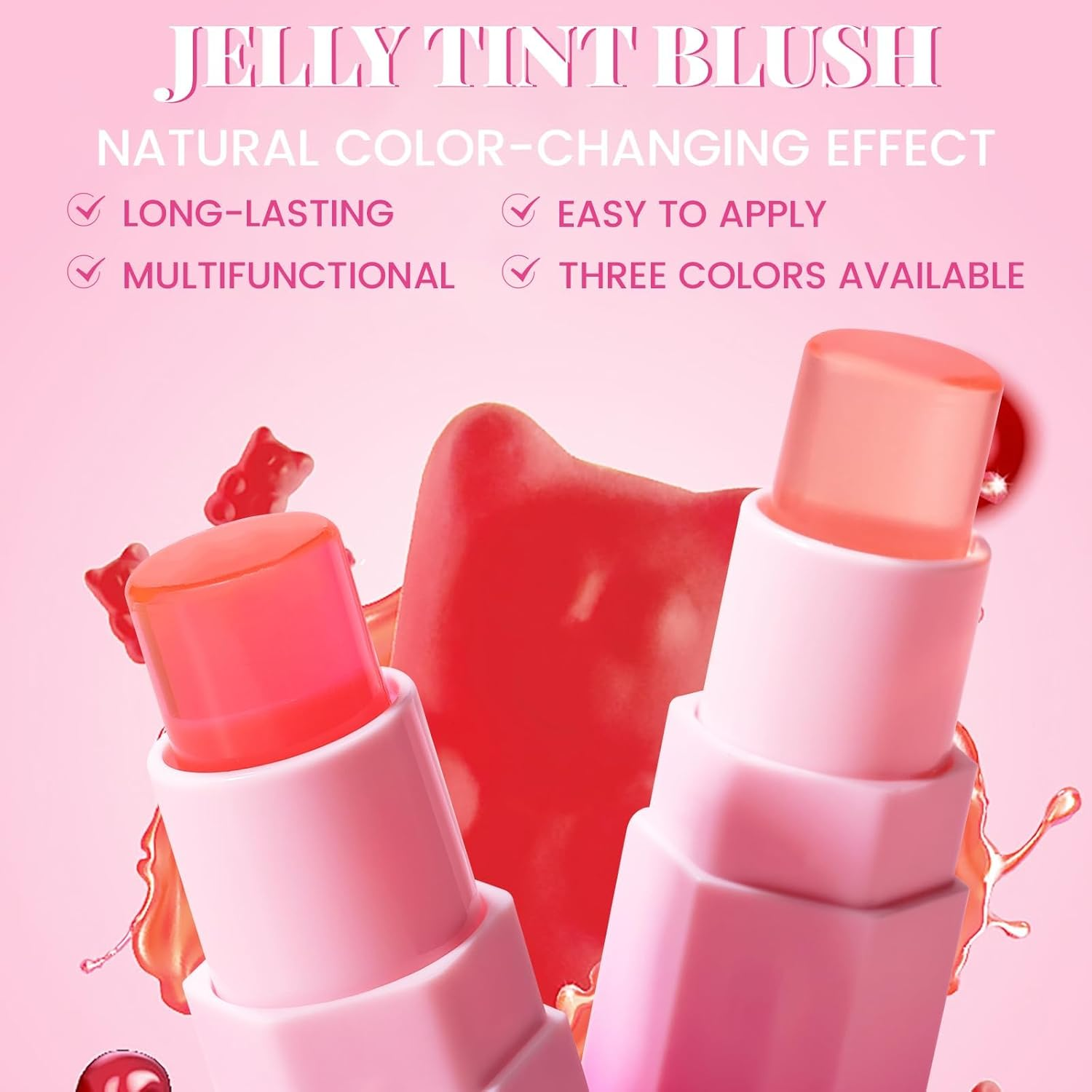 DAGEDA Jelly Blush Stick, High Pigmented Blush for Cheek with Nature Transparent Finish Blush Makeup, Buildable Long Lasting Moisturising Lip & Cheek Tint Blush - #03 - 01 image number 7