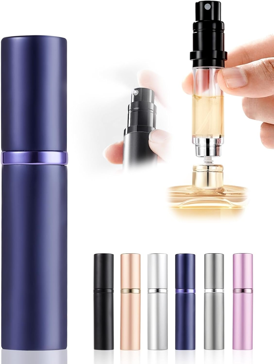 Perfume Atomiser Refillable &ndash; 5Ml Portable Leakproof Travel Spray Bottle, Mini Bottom-Filling Fragrance Atomizer, Pocket Size Perfume Dispenser, Unisex (Blue)