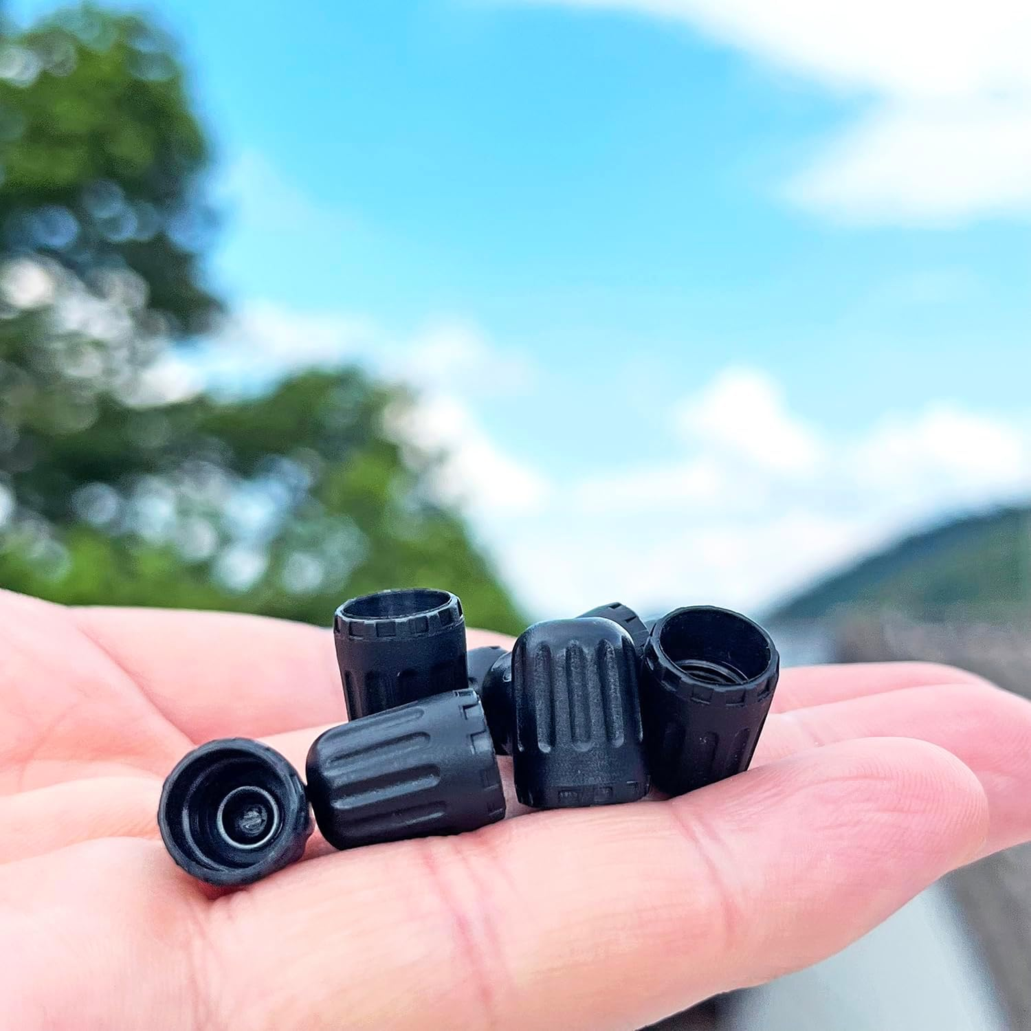 Black TPMS Plastic Tire Valve Stem Caps with Rubber Seal Universal Long Air Valve Stem Caps for TPMS20008 Rubber Valve, Airtight Seal, &shy;All-Weather, Air Protection, &shy;Light-Weight (8 Pack) image number 6