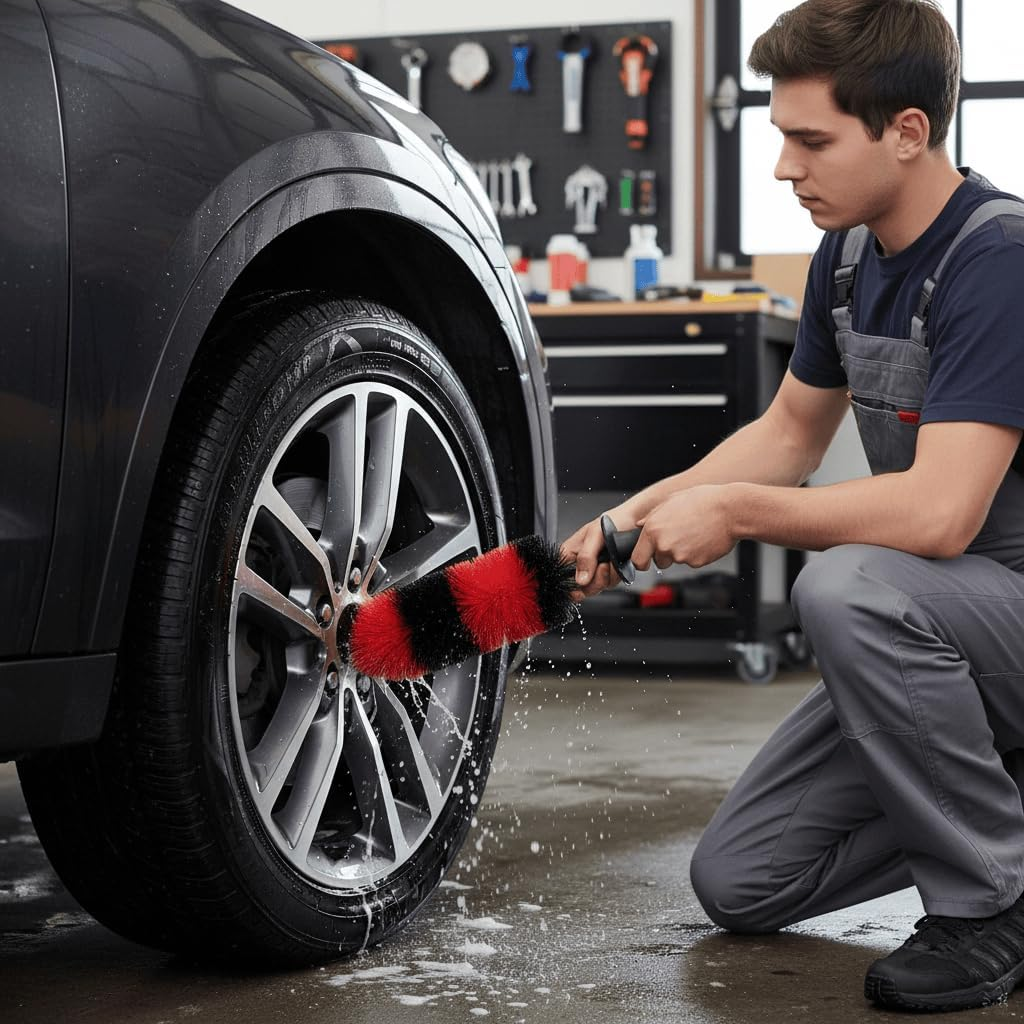 Wheel Brush for Car Detailing, Ergonomic Handle, Durable Design, Multi-Purpose Usage, Compatible with Cars, Trucks, Motorcycles - Ruibex image number 5