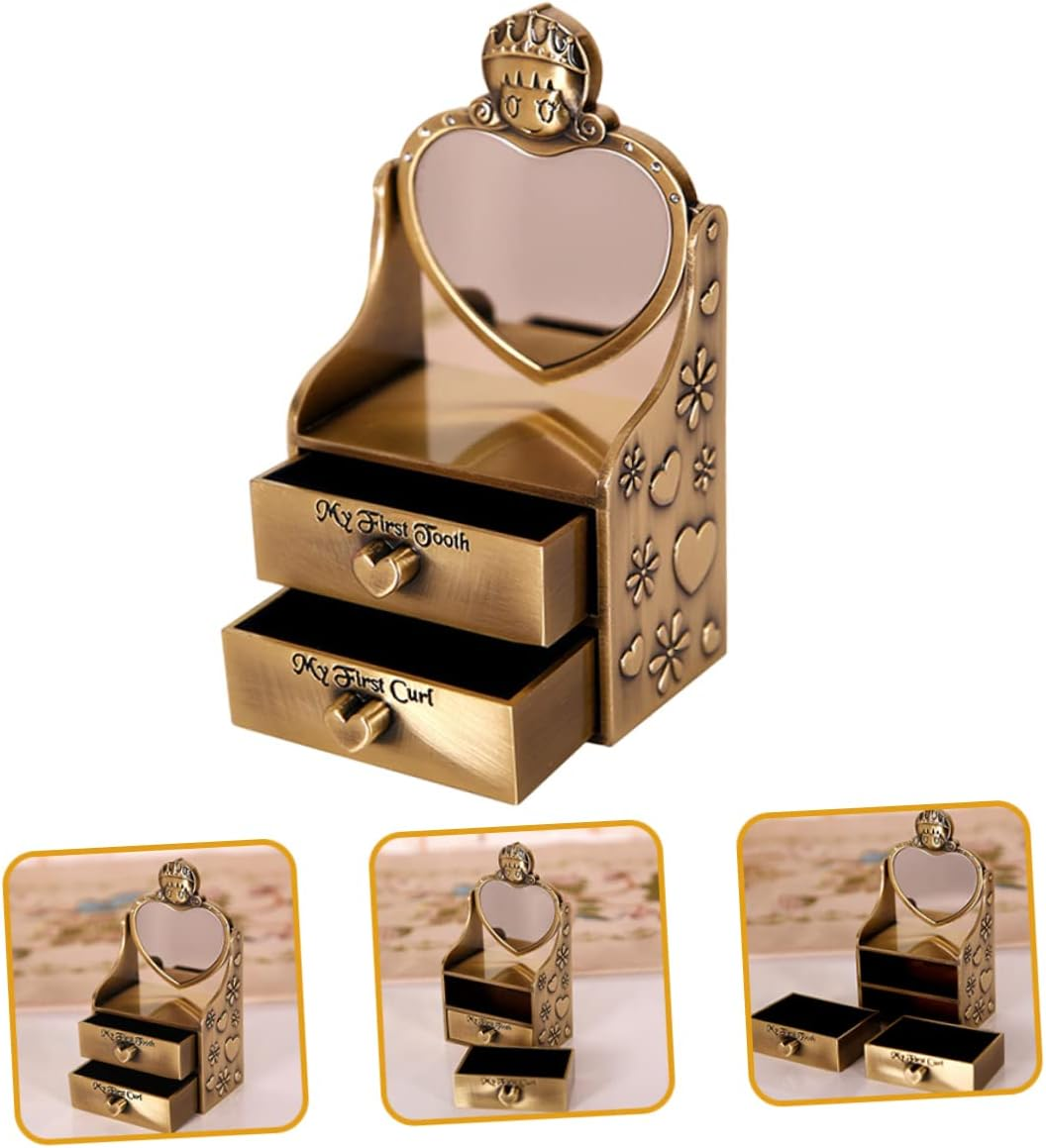 UPKOCH Metal Vintage Tooth Box for First Tooth and Fetal Hair Keepsake Container image number 2