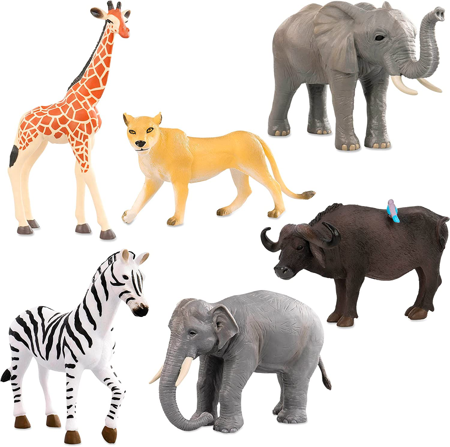 Terra by Battat &ndash; 6 Pieces Wild Animal Figurines Set &ndash; Realistic Elephant, Lion, Zebra, Giraffe, Water Buffalo Toy Animals for Toddlers and Kids &ndash; Collectible Safari Animal Toys for 3+ Years