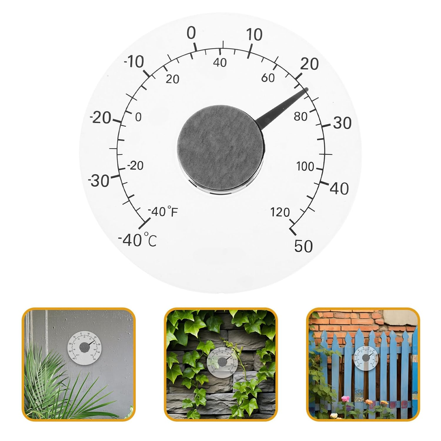 Yardwe Stick on Window Thermometer Temperature Indoor and Outdoor Waterproof Dial round for Garden Gauge Humidity Monitor