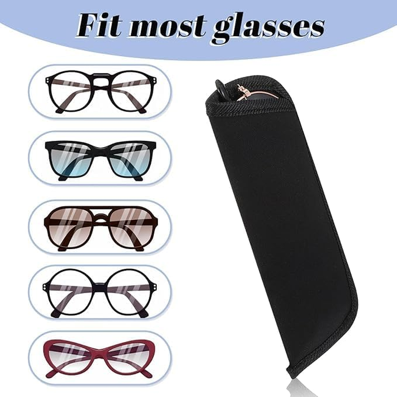 Soft Eyeglass Case 4 Pack Black Storage Glasses Pouch Holder, Fabric Spectacle Pouch Slip-In Eyeglass Pouch Travel Sunglasses Case Slip in Glasses Sleeve for Men & Women image number 3