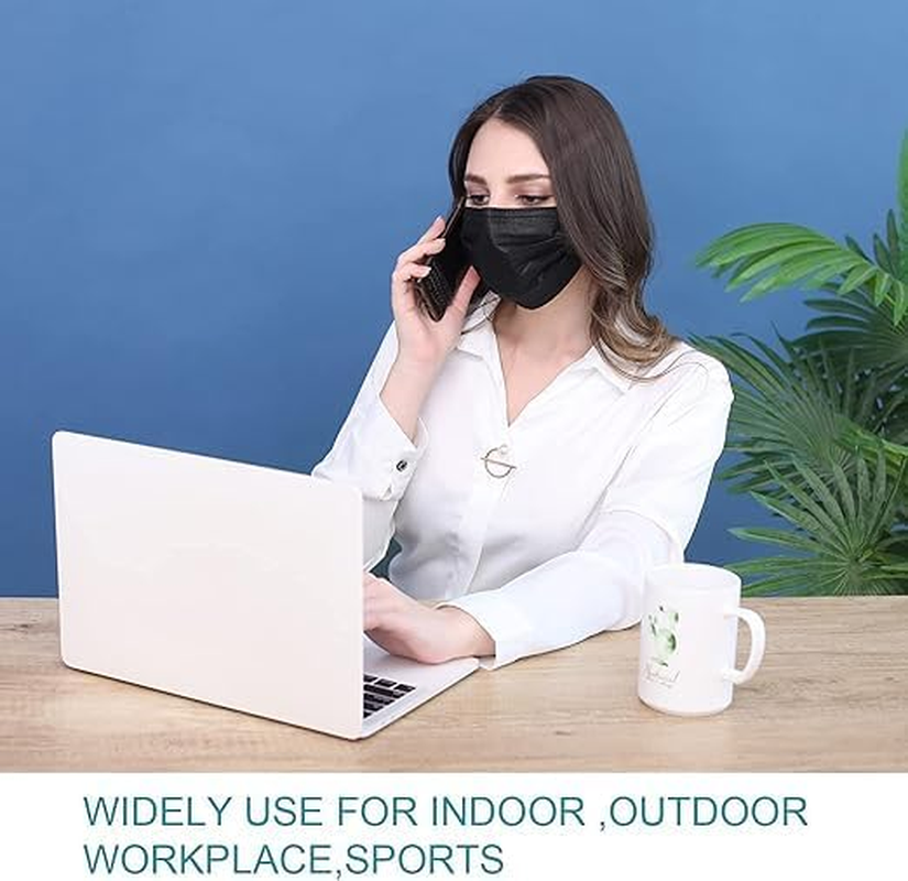 100Pcs Black Face Mask Disposable - Individually Wrapped Black Face Masks 3 Ply Disposable Comfortable Elastic Ear Loop Mask Safety Breathable Mouth Cover - Women Men Individually Wrapped Black Mask image number 4