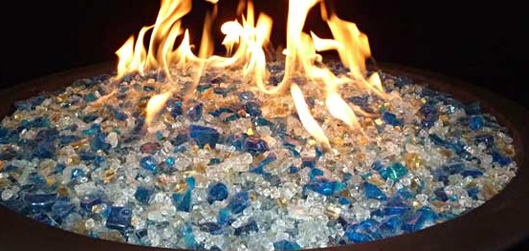 Hiland RGLASS-BB Pit Fire Glass I N Bahama Blend, Extreme Tempature Rating, Good for Propane or Natural Gas, 10 Pounds, 10 Lb image number 2