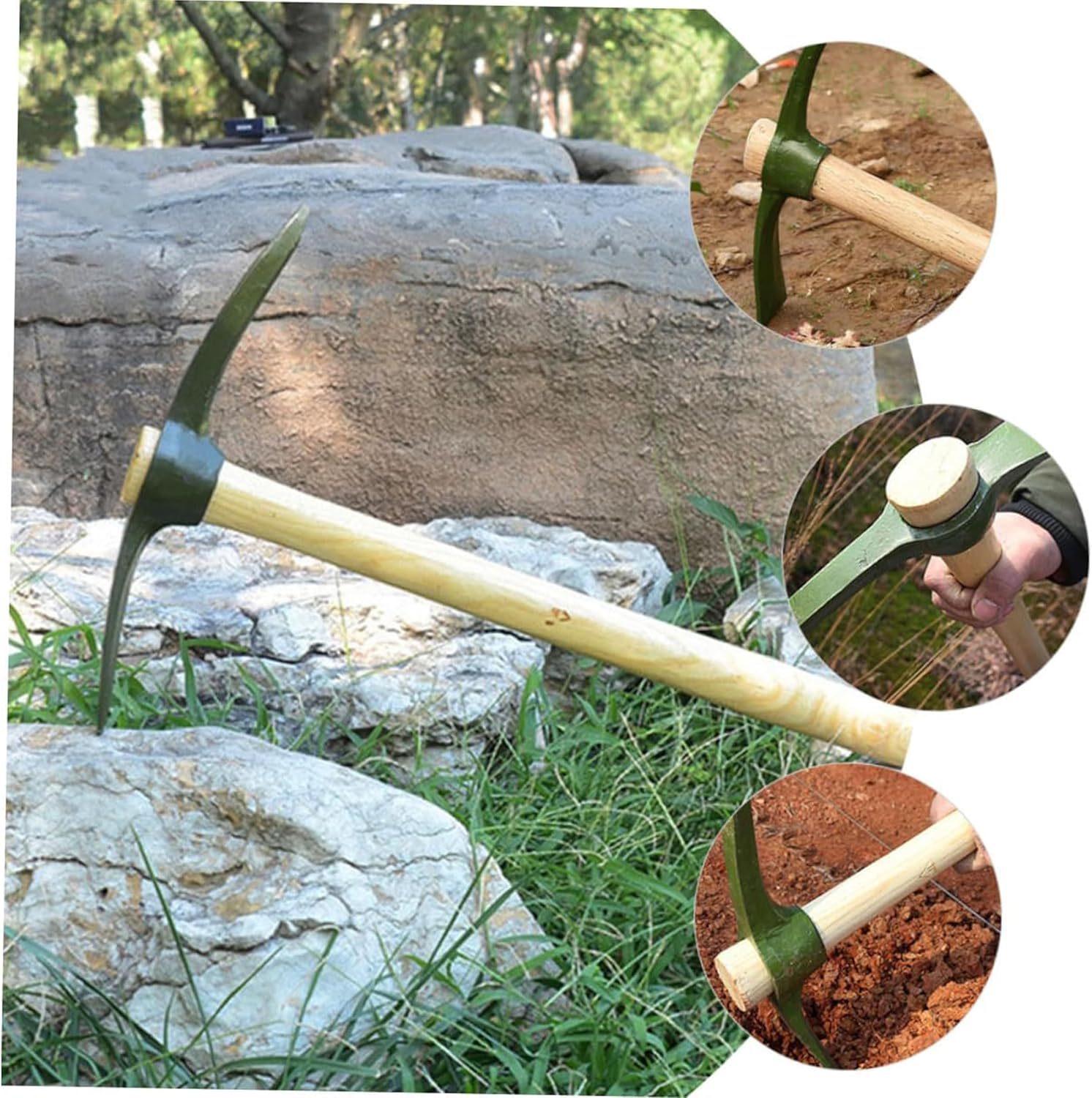 Sturdy One-Piece Cast Iron Garden Hoe Pickaxe - Forged & Heat-Treated for Weeding, Gardening, Camping, Hiking & Outdoors image number 4