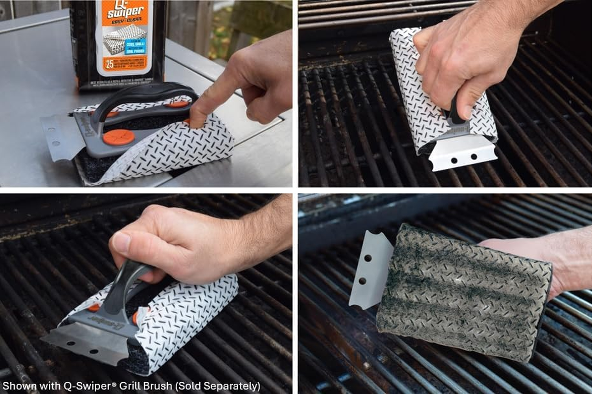 Q-Swiper Grill Cleaning Wipes - 40 Count. Bristle Free and Wire Free Grill Cleaner. Safe Way to Remove Grill Grease and Grime for a Healthy Grill. Use with Q-Swiper Grill Brush (Sold Separately) image number 3