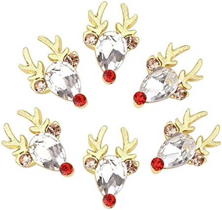10Pcs Golden Deer Shape Manicure Ornament Nail Rhinestone DIY Nail Art Decorations 7X11Mm Zhengpingpai image number 2