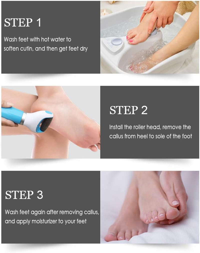 Yasao Electric Foot Grinder with Roller Head Battery Powered Portable Feet File Pedicure Tool Foot Scrubber Callus Remover for Dead Hard Cracked Dry Skin image number 5