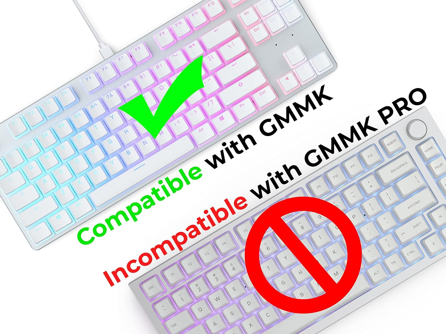 Glorious Aura V1 (White) Pudding Keycaps - Double Shot PBT Translucent for Mechanical Keyboards, 104 Key Set, TKL, Compact Compatible, English (US) Layout (Aura (White)) image number 4