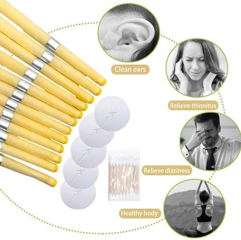 MQFORU 20 Pcs Ear Candles Natural Beeswax Ear Candles Ear Wax Remover with Protective Discs and Cotton Swab image number 3