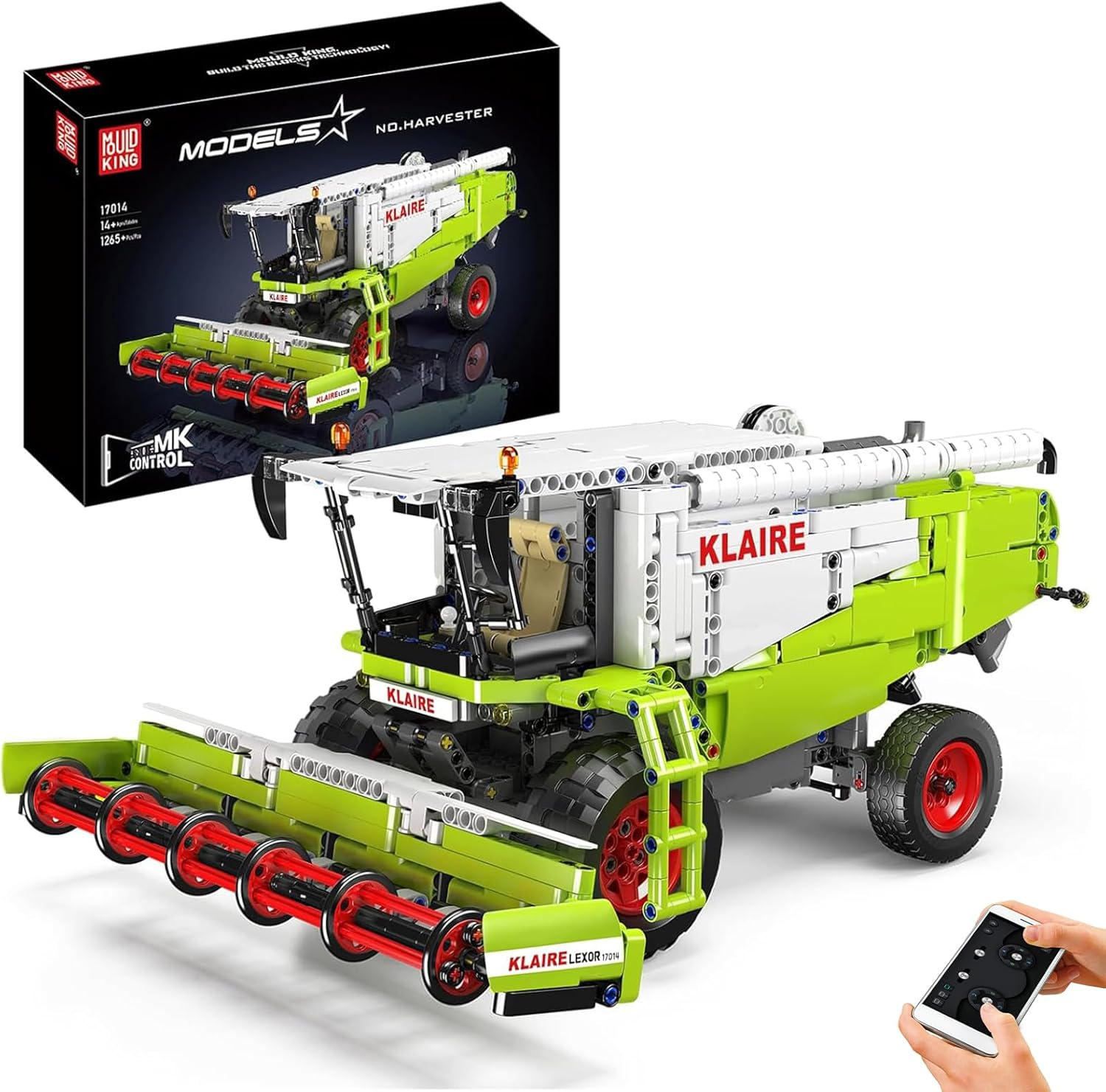 Mould King 17014 Combine Harvester Tractor Vehicle Building Set, Remote Control Truck Car Claas Lexion 760 Model Block Kit MOC, STEM Gift Toy to Build for Boys Girls Aged 14+ 1265Pcs image number 3