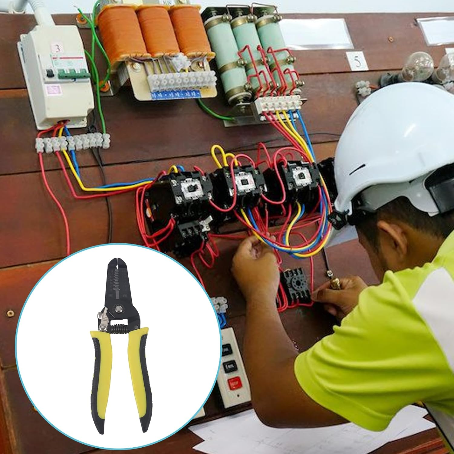 7-In-1 Wire Stripper Tool, 18Cm Length, 140G, Black and Yellow, Multi-Functional Cable Cutter image number 1