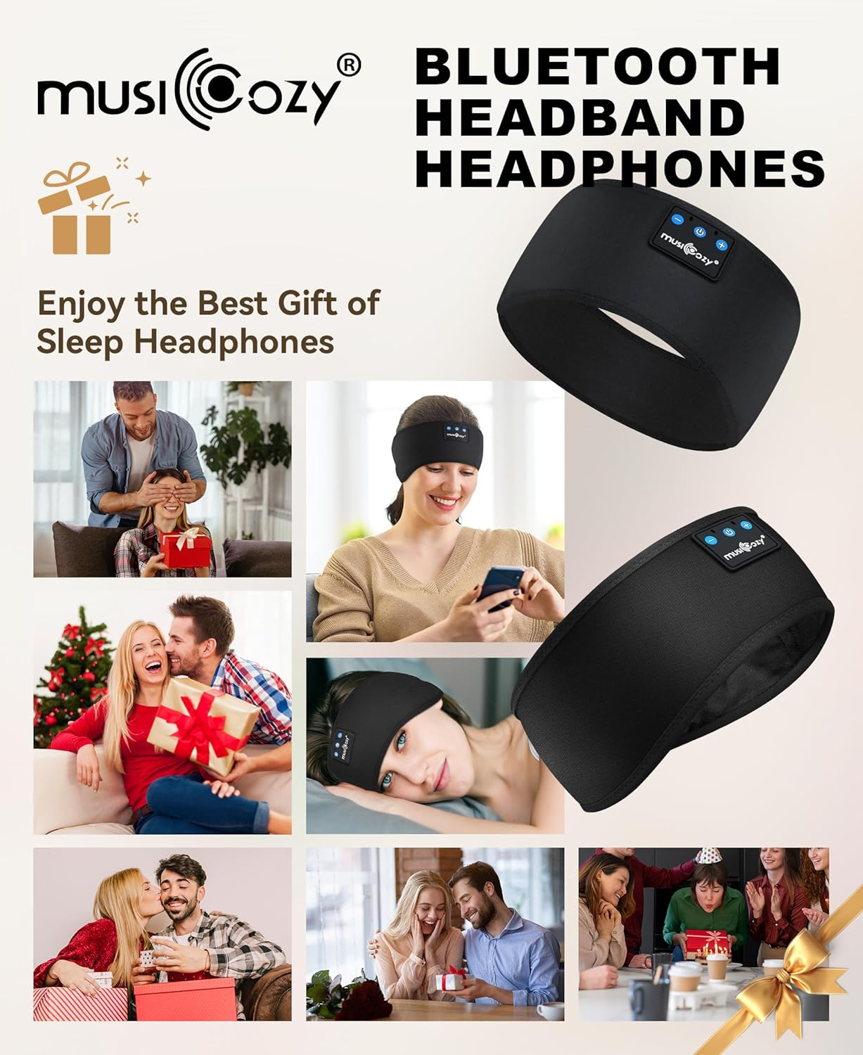 MUSICOZY Sleep Headphones Bluetooth Headband, Sports Wireless Earphones - Sweat Resistant Earphones, Sleeping Headphones with Ultra-Thin HD Stereo Speakers Perfect for Side Sleepers Insomnia, Workout image number 5