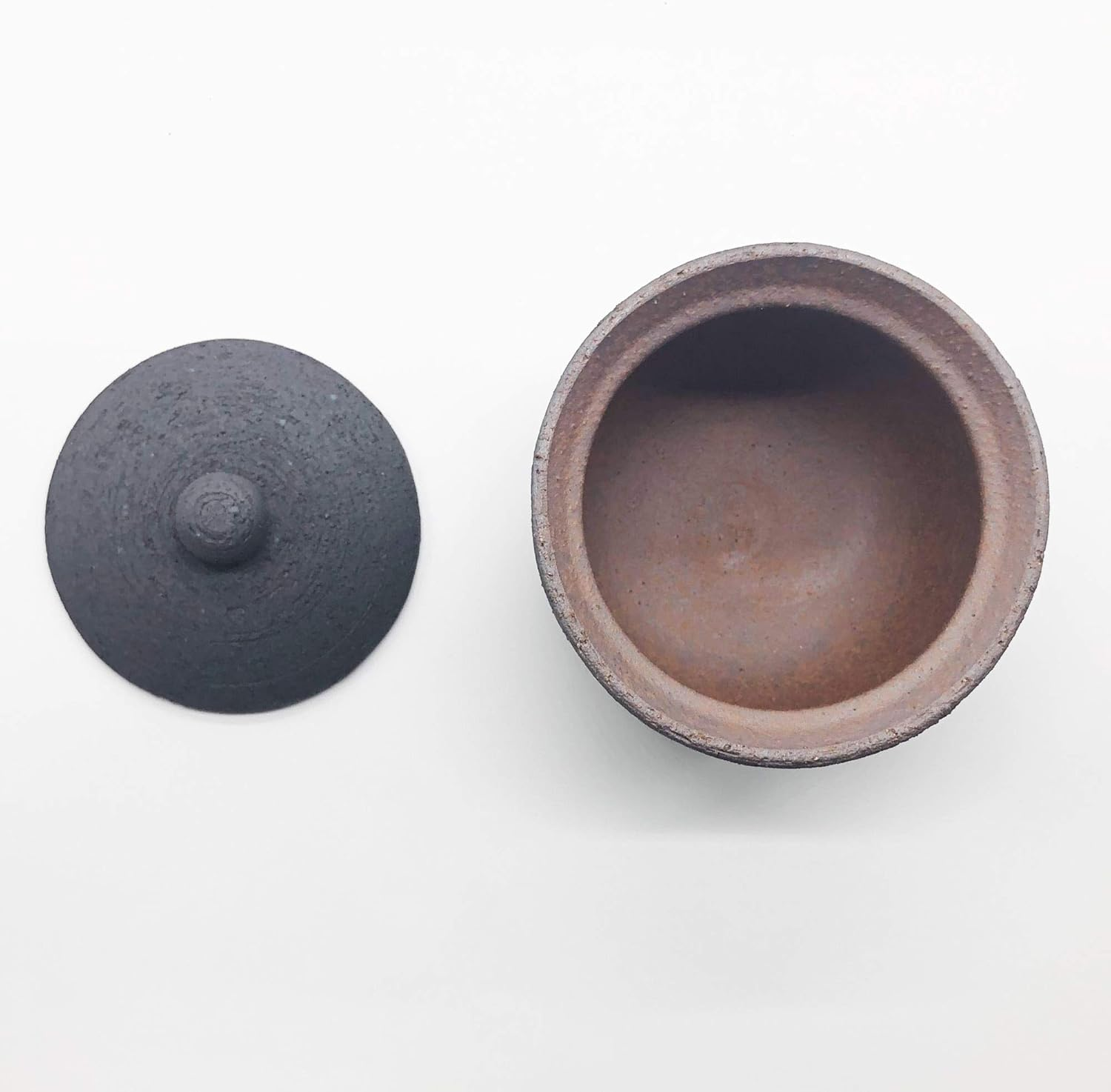 Hechimon MR-3-3537 Shigaraki Ware Moisture Absorbing and Keeping Dry Salt Jar - Large Black Canister Pottery Storage Container, Made in Japan