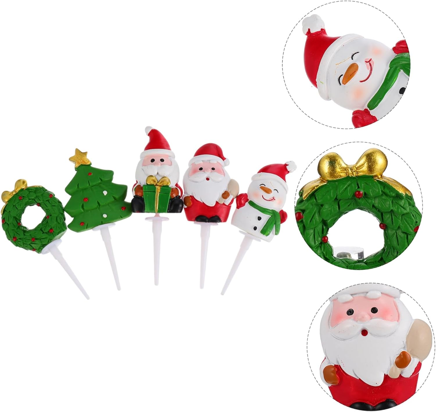 Amosfun 5Pcs Resin Old Man Snowman Tree Cake Toppers Christmas Themed Ornament Cake Decoration Festival Party Supplies image number 2