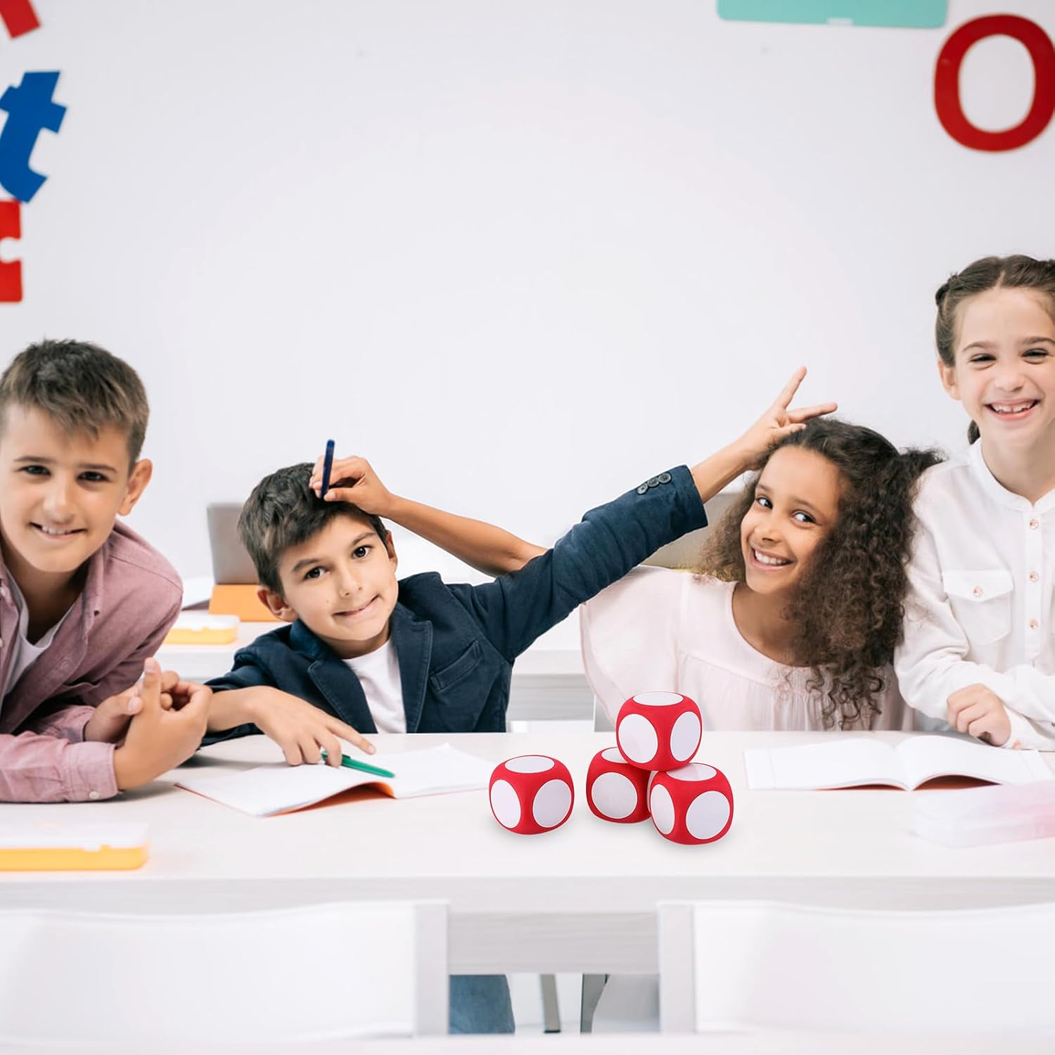 Operitacx 4 Pcs Dry Erase Dices Foam Write-On Wipe-Off Dices Blank Dice Cubes Playing Dice for DIY Teaching Learning Tool Classroom Supplies image number 2