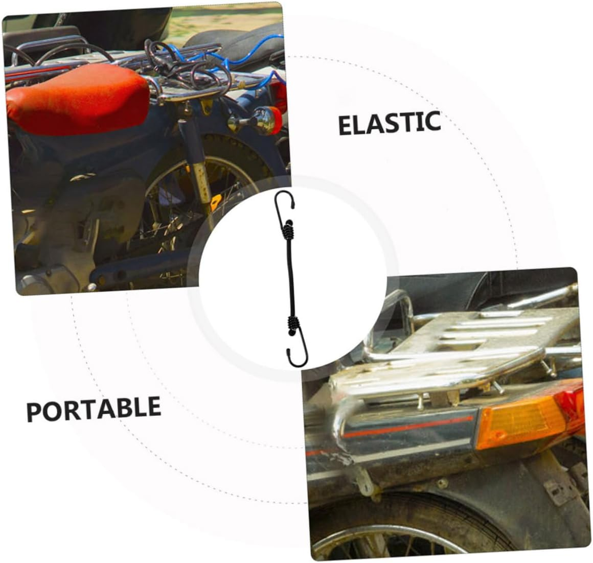 ULTECHNOVO 4Pcs Elastic Luggage Rope Straps Bungee Cords Hooks Versatile Luggage Straps for Suitcases Carabiner Clips for Secure Tie Down image number 5