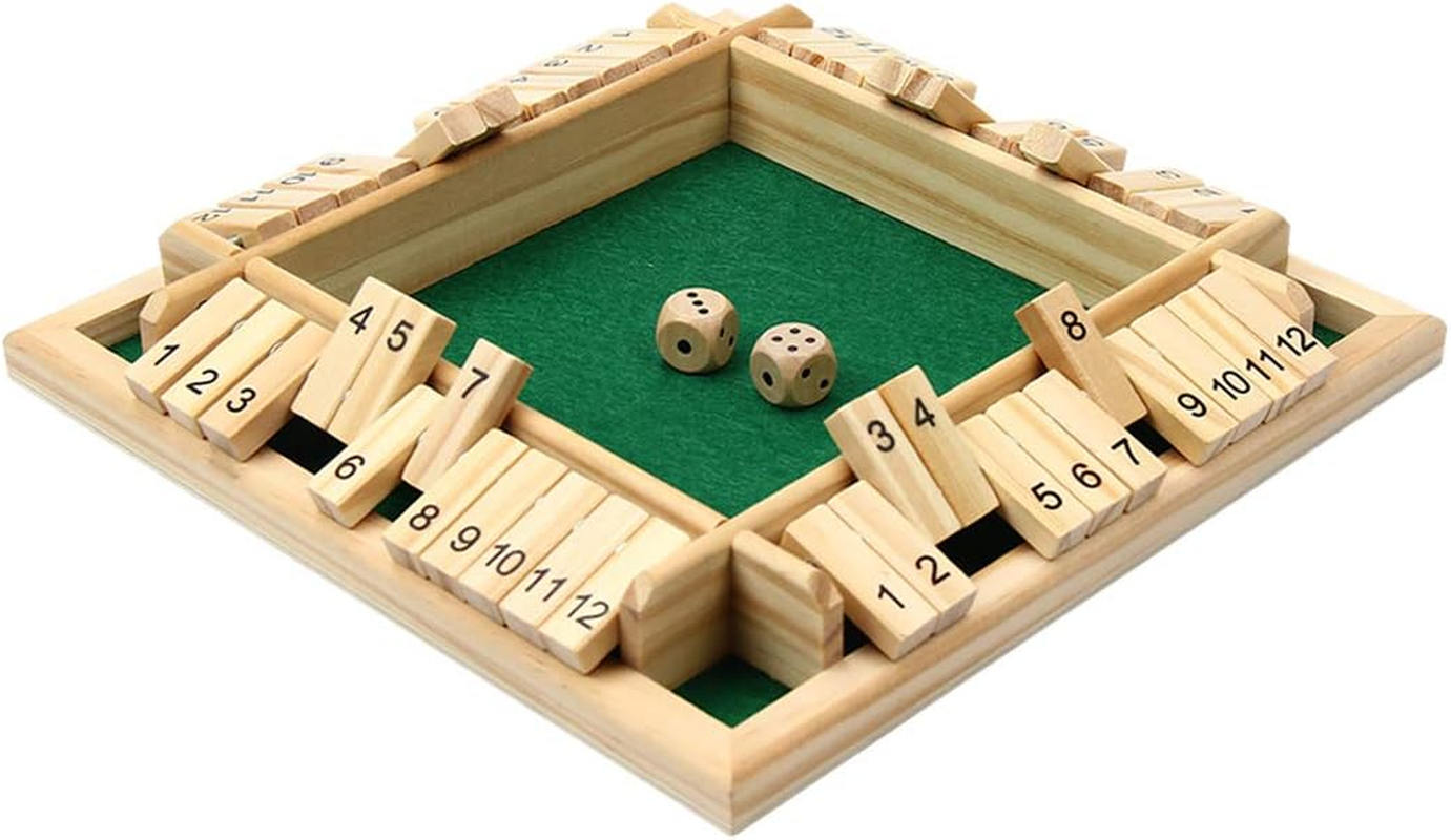 Kitchnexus 4-Player Shut the Box with 12 Numbers Wooden Table Game Classic Dice Board Toy image number 3