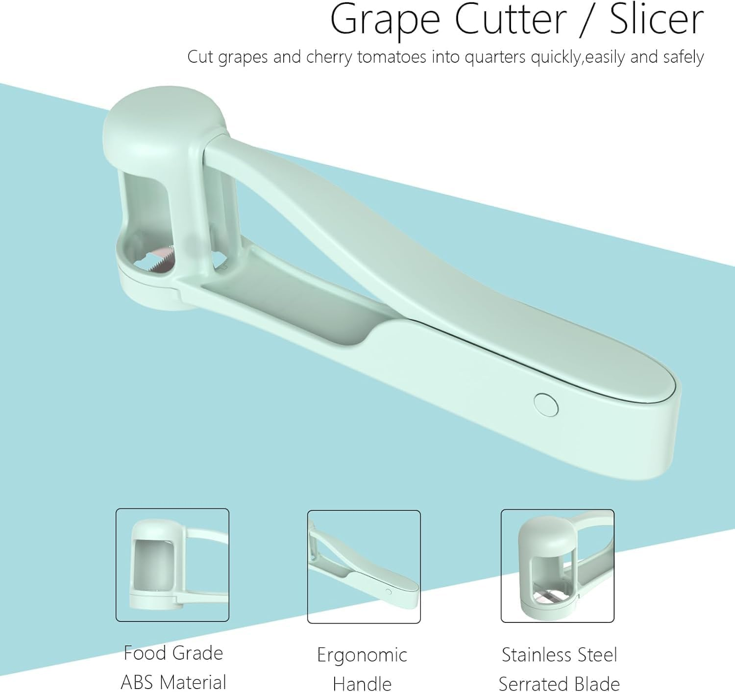 Grape Cutter/Slicer,Grape Cherry Tomato Strawberry Cutter Quarter Fruit Slicer Tool for Vegetable Fruit Salad Cake Decoration,Stainless Steel Kitchen Gadget image number 5