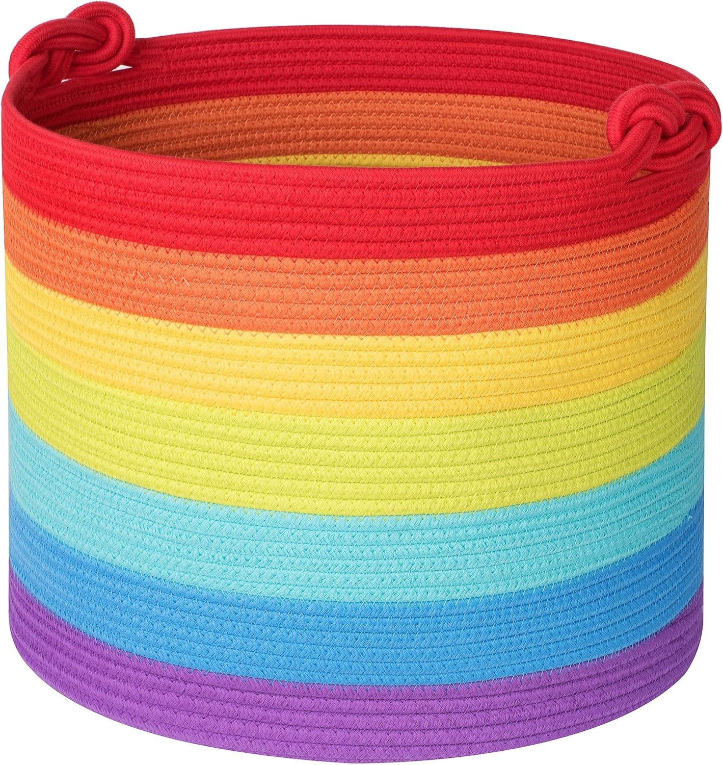 MINTWOOD Design 15 X 14.2 Inches Woven Cotton Rope Storage Basket, Stuffed Toy Basket Bin, Laundry Basket Hamper, Nursery Basket, Dog Toy Basket, Blanket Basket, Gift Basket, Light Brown