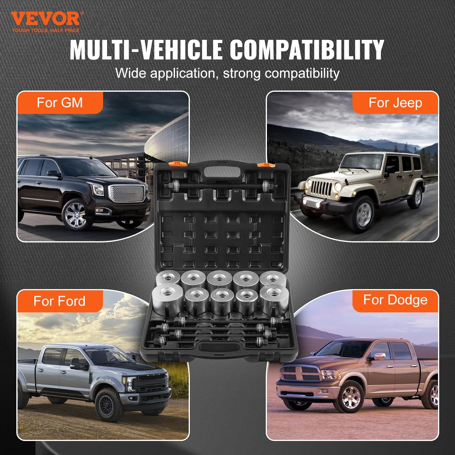 VEVOR 27 PCS Pull and Press Sleeve Kit, 45# Steel Removal Installation Bushes Bearings Tool Kit, Bush Removal Insertion Sleeve Tool Set Works on Most Cars and LCV, HGV Engines image number 5